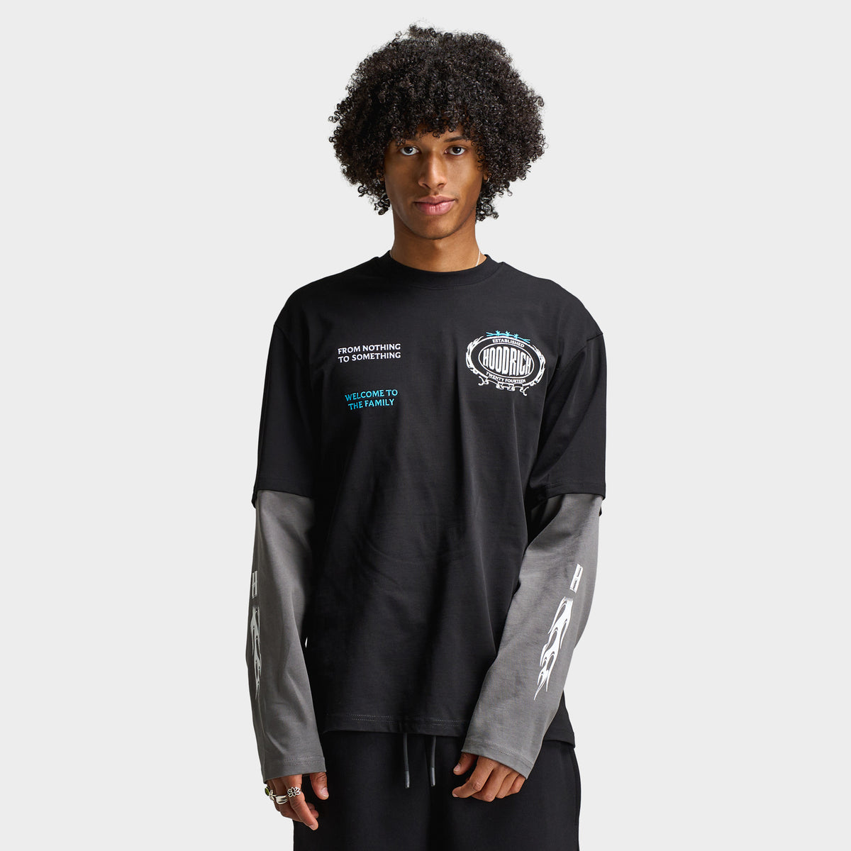 Hoodrich Noir Oversized Long Sleeve Graphic T-Shirt Black