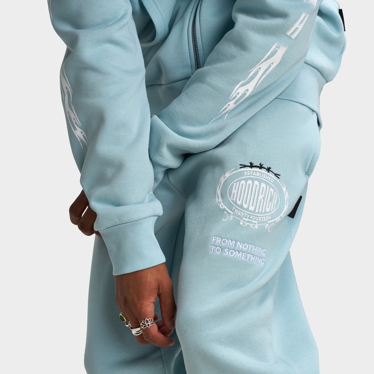 Hoodrich Noir Oversized Open Hem Joggers Sterling Blue / White - Anthracite