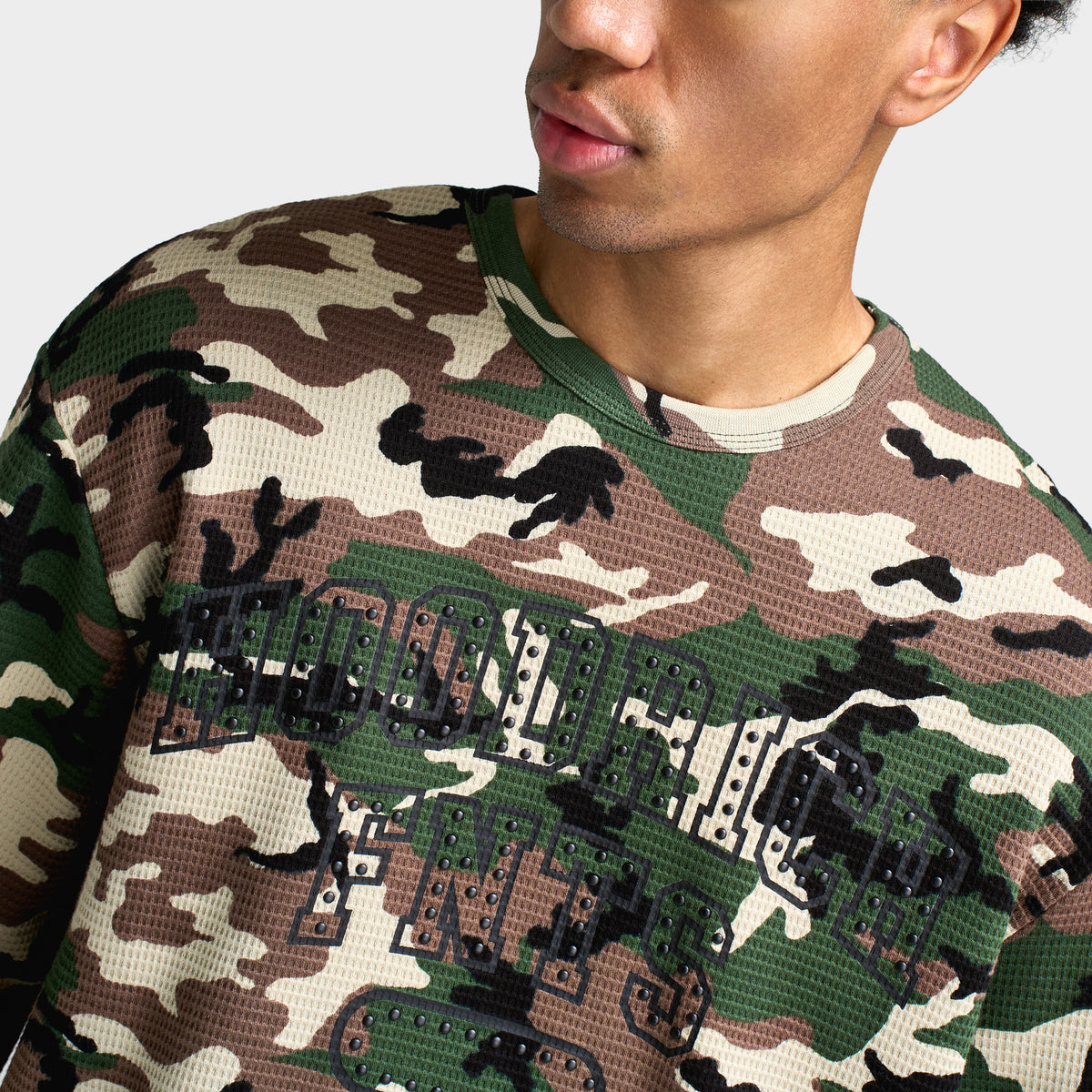 Hoodrich Ora Oversized Long Sleeve Waffle T-Shirt / Camo