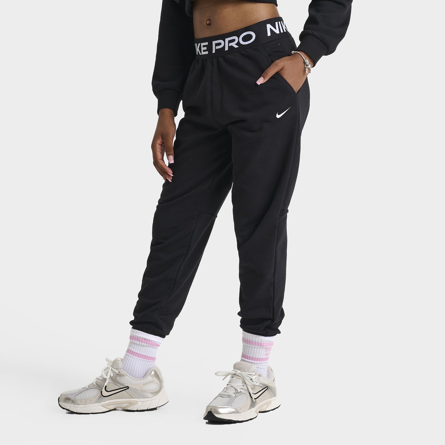 Nike Pro Junior Girls' Dri-FIT Fleece Joggers Black / Black
