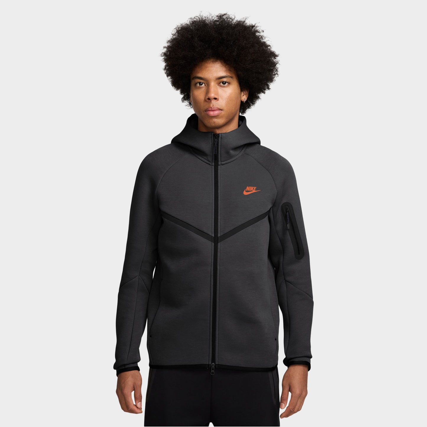 Nike Tech Hommes Veste coupe-vent polaire zippée Anthracite / Orange givré
