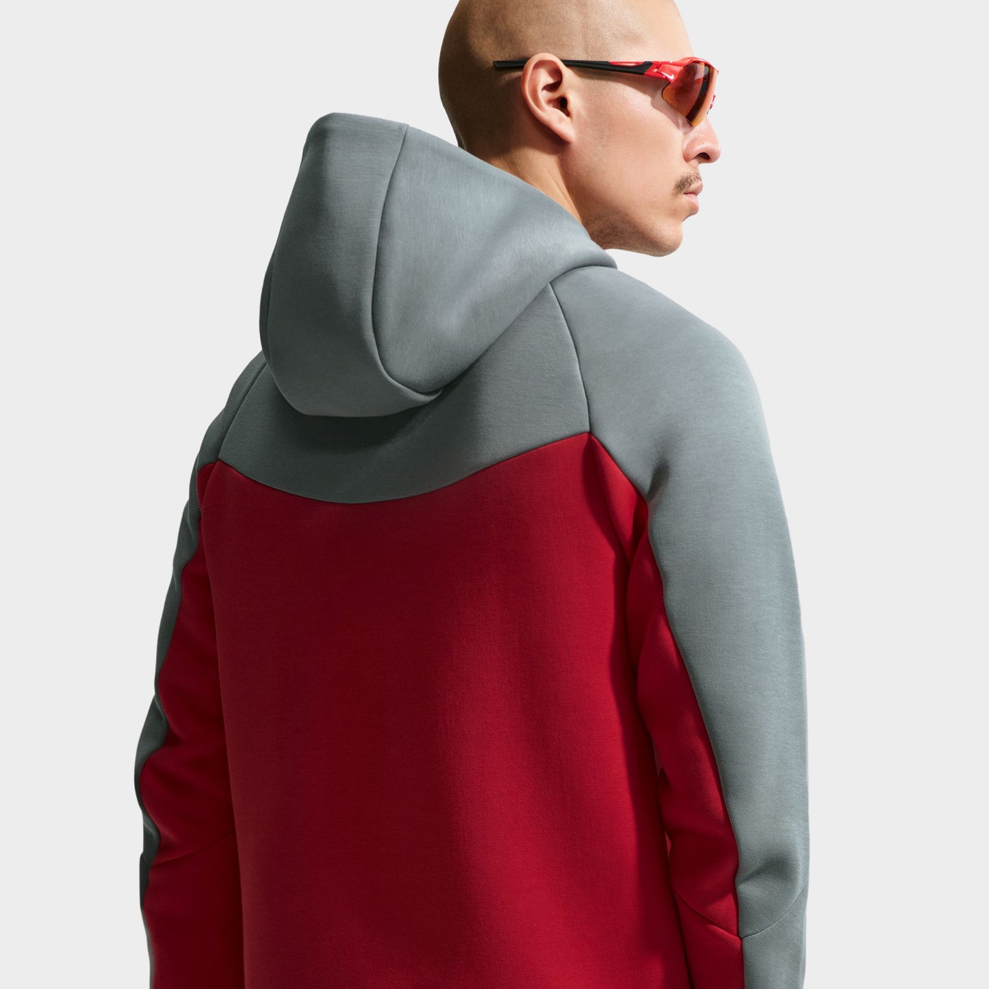 Nike Tech Fleece Chandail à capuche zippé Gris fumé / Rouge feu / Noir
