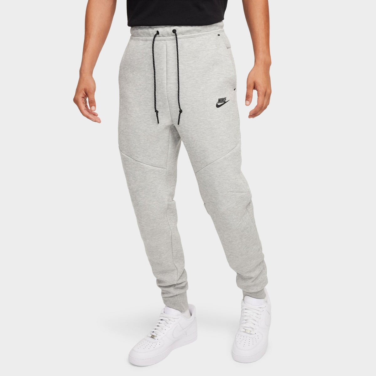 Grey nike joggers with black stripe sales