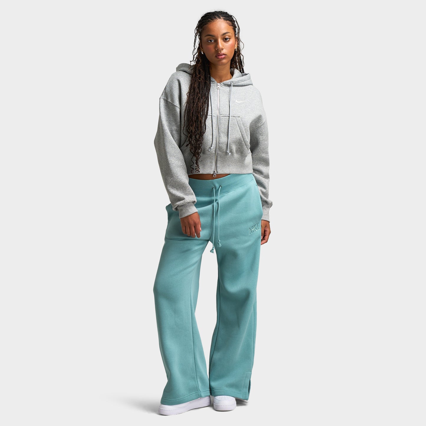 Nike Sportswear Phoenix Chandail à capuchon zippé en laine polaire Gris chiné / Voile