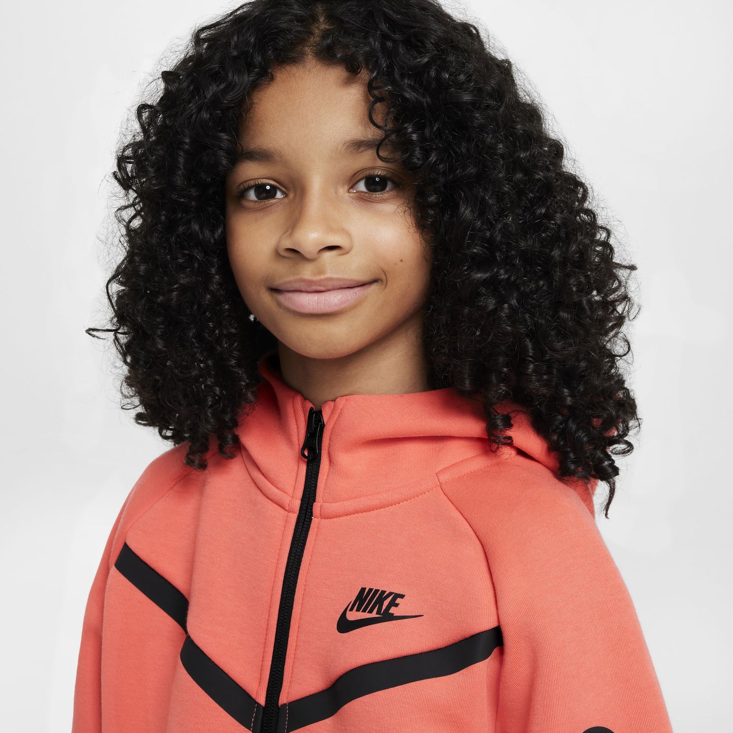 Nike Junior Girls' Tech Fleece Full Zip Hoodie Magic Ember / Black - Black