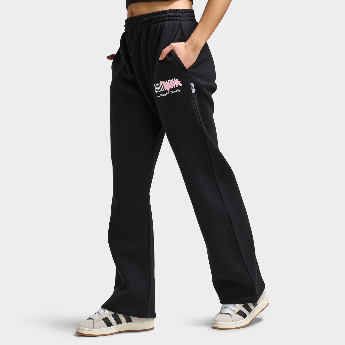 Hoodrich Pantalon Jogger Urban à jambes larges pour femme Noir / Blanc - Pink A Boo