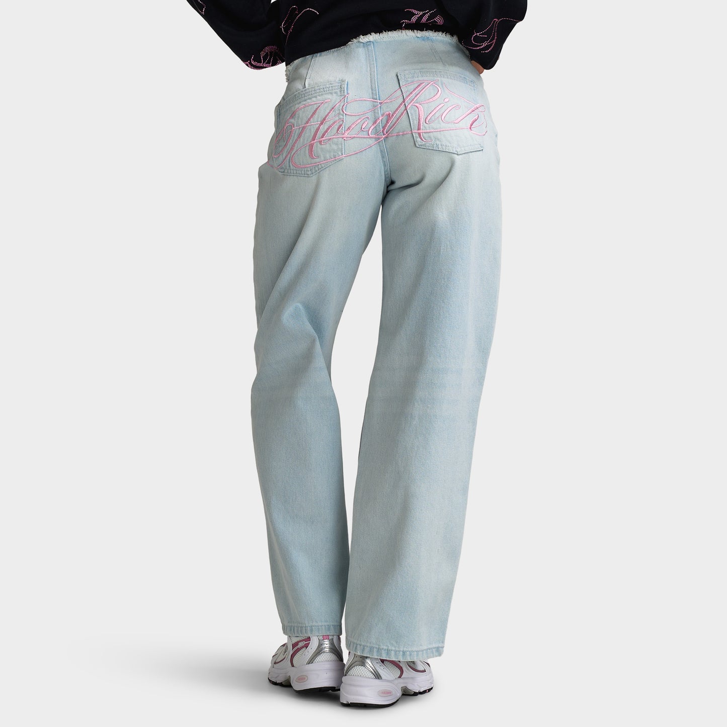 Hoodrich Solace femmes Jean taille basse jambes larges / Bleu clair