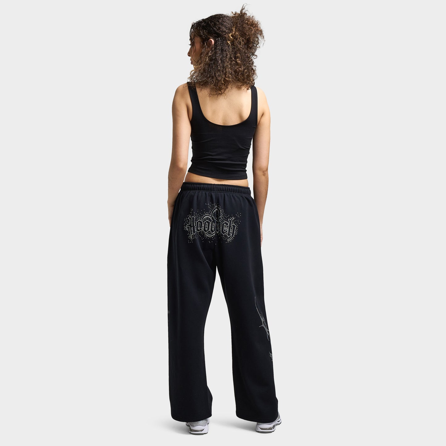 Hoodrich Femme Gilet à bretelles Diffuse Noir / Strass argenté