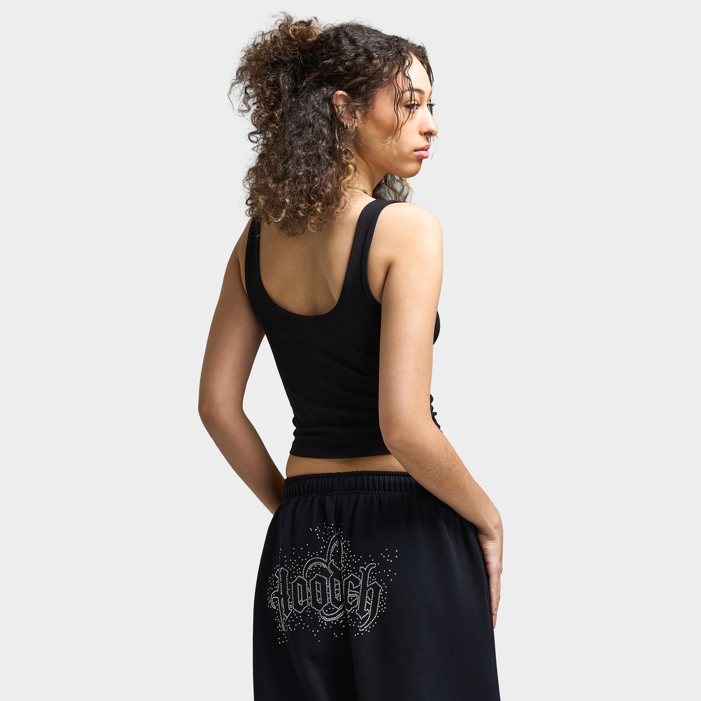 Hoodrich Femme Gilet à bretelles Diffuse Noir / Strass argenté