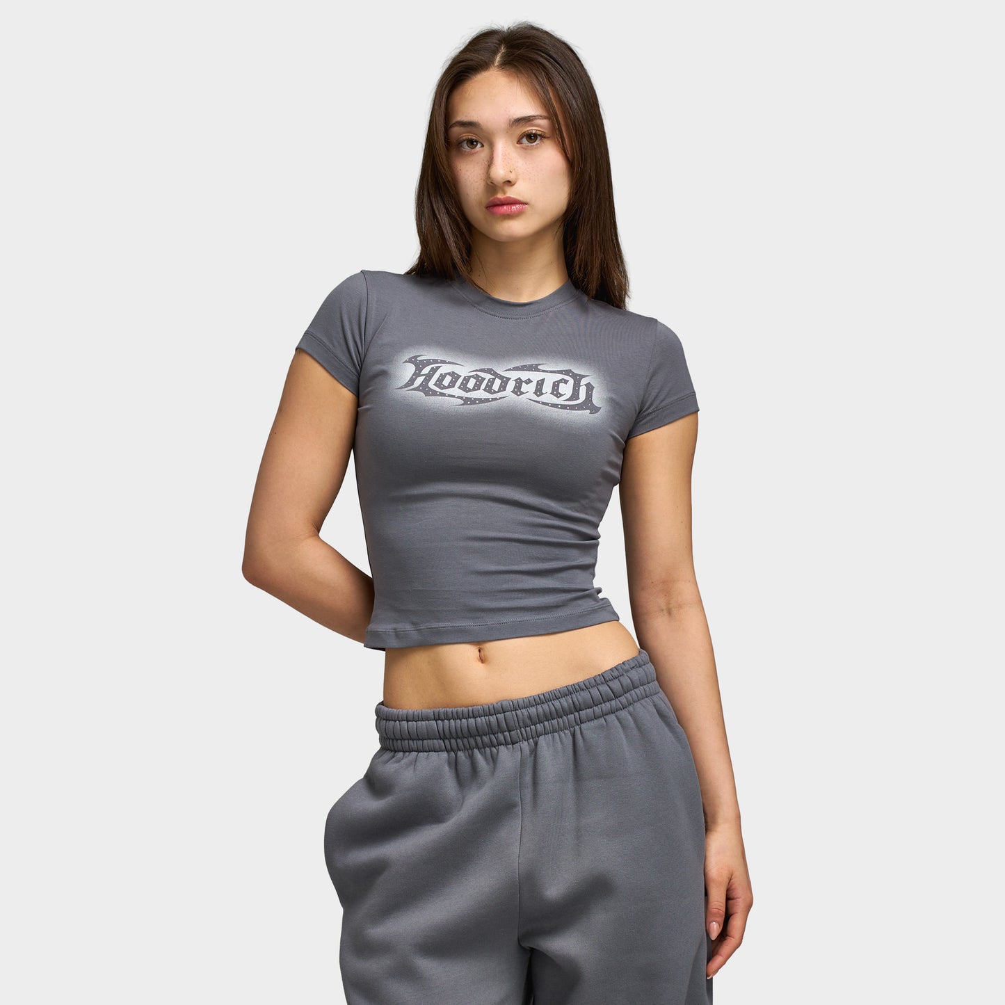 Hoodrich Luz Cropped Fitted T-Shirt / Grey