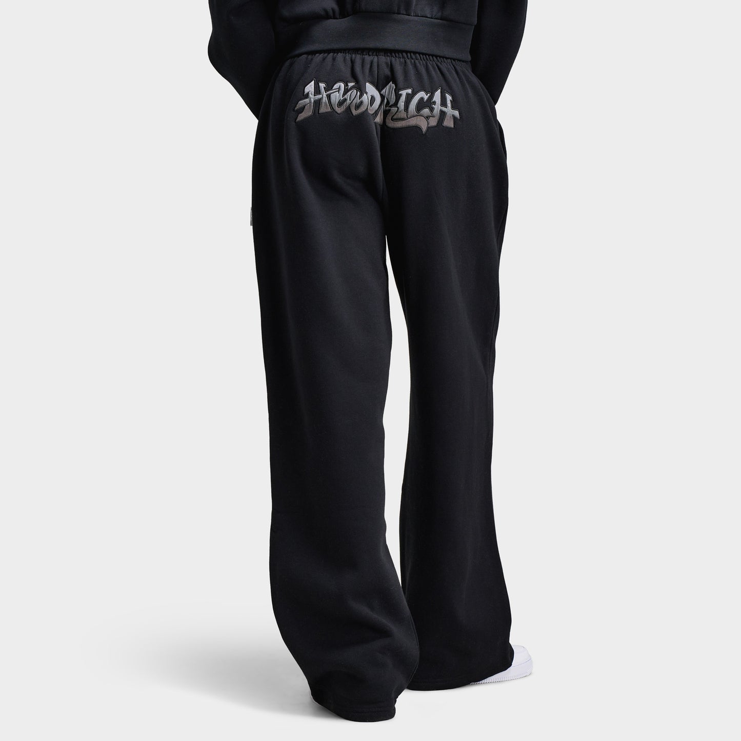 Hoodrich Women's Oversized Wide Leg Joggers Black / Black Satin