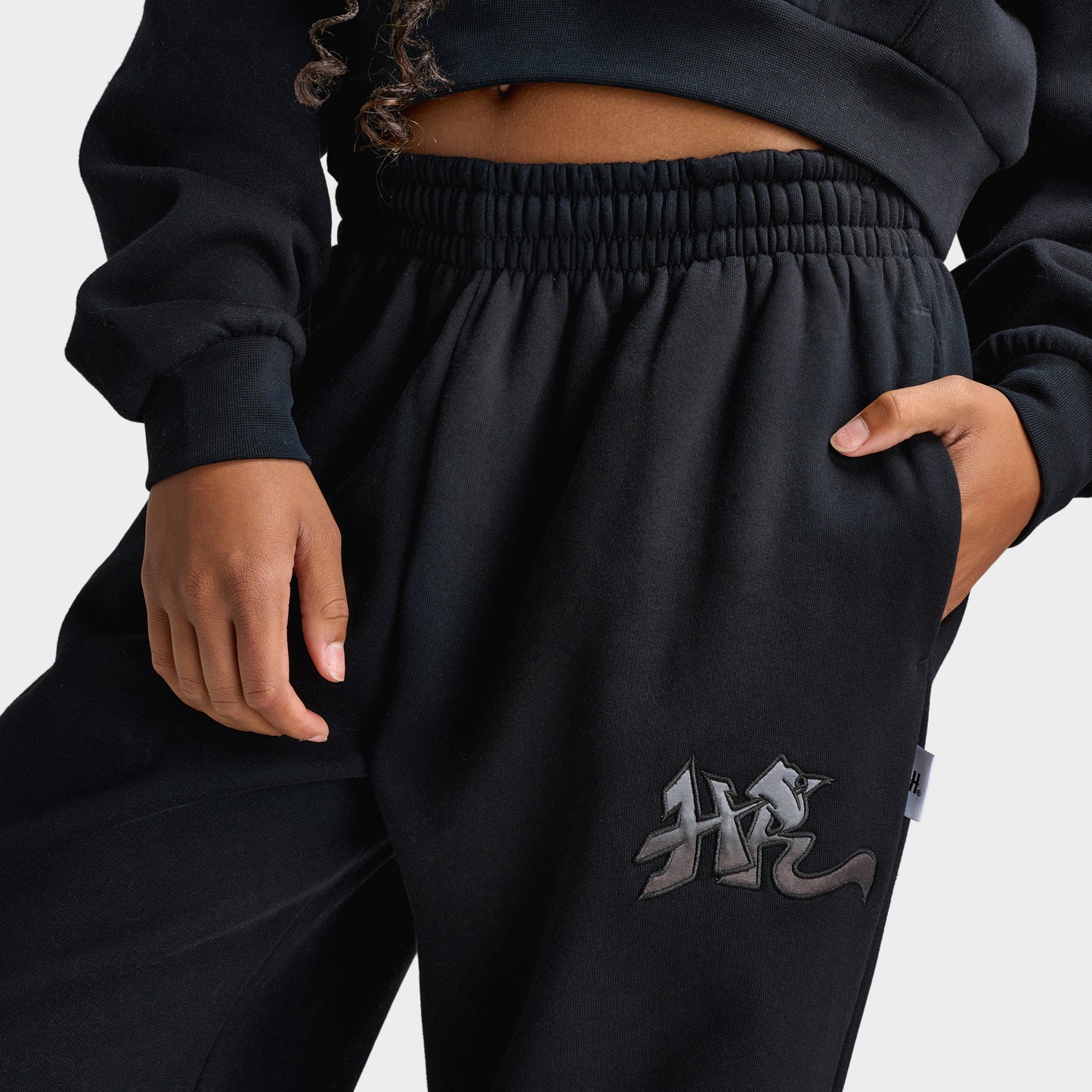 Hoodrich Women's Oversized Wide Leg Joggers Black / Black Satin