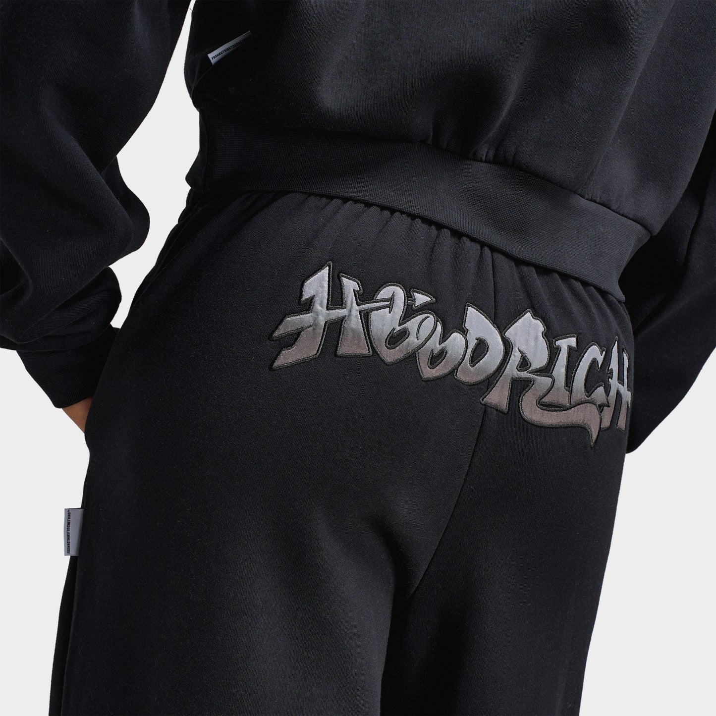 Hoodrich Women's Oversized Wide Leg Joggers Black / Black Satin