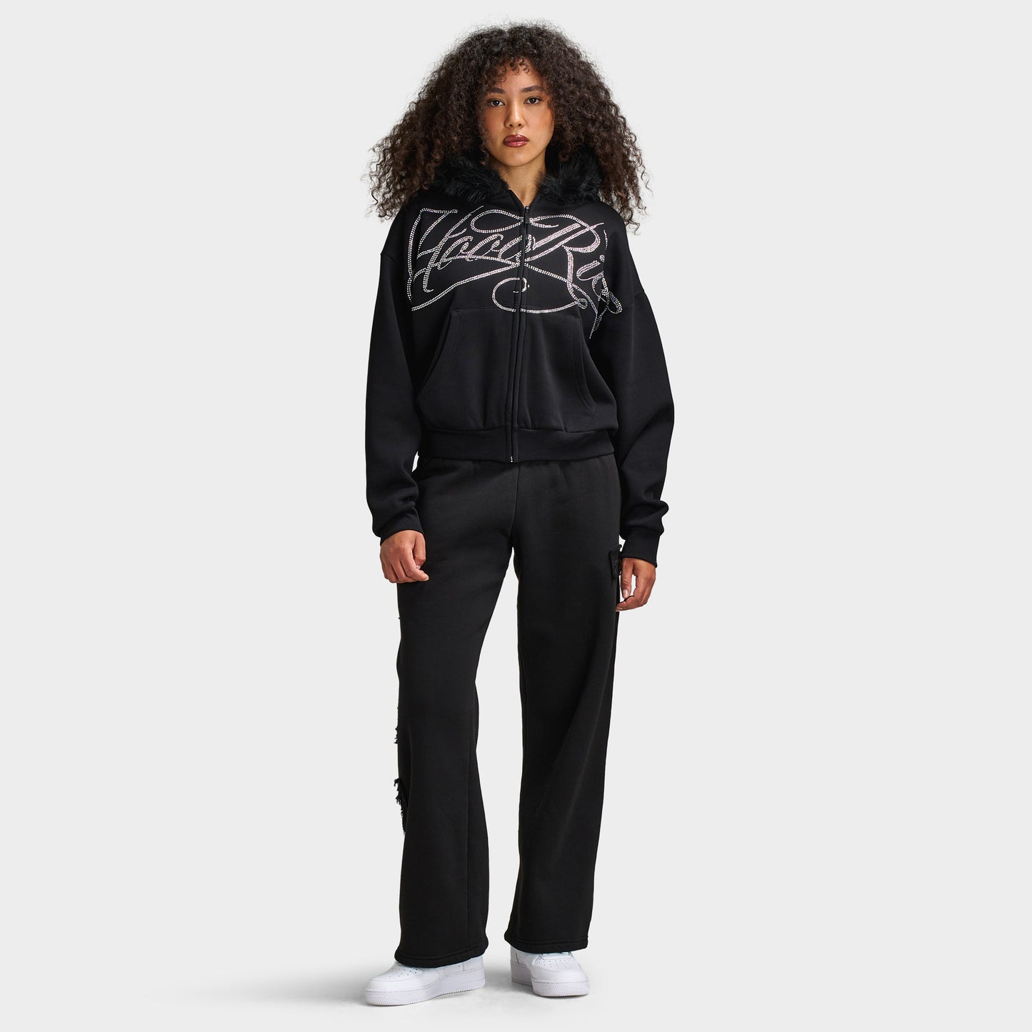 Hoodrich Celeste Mid Length Zip Fur Hoodie / Black