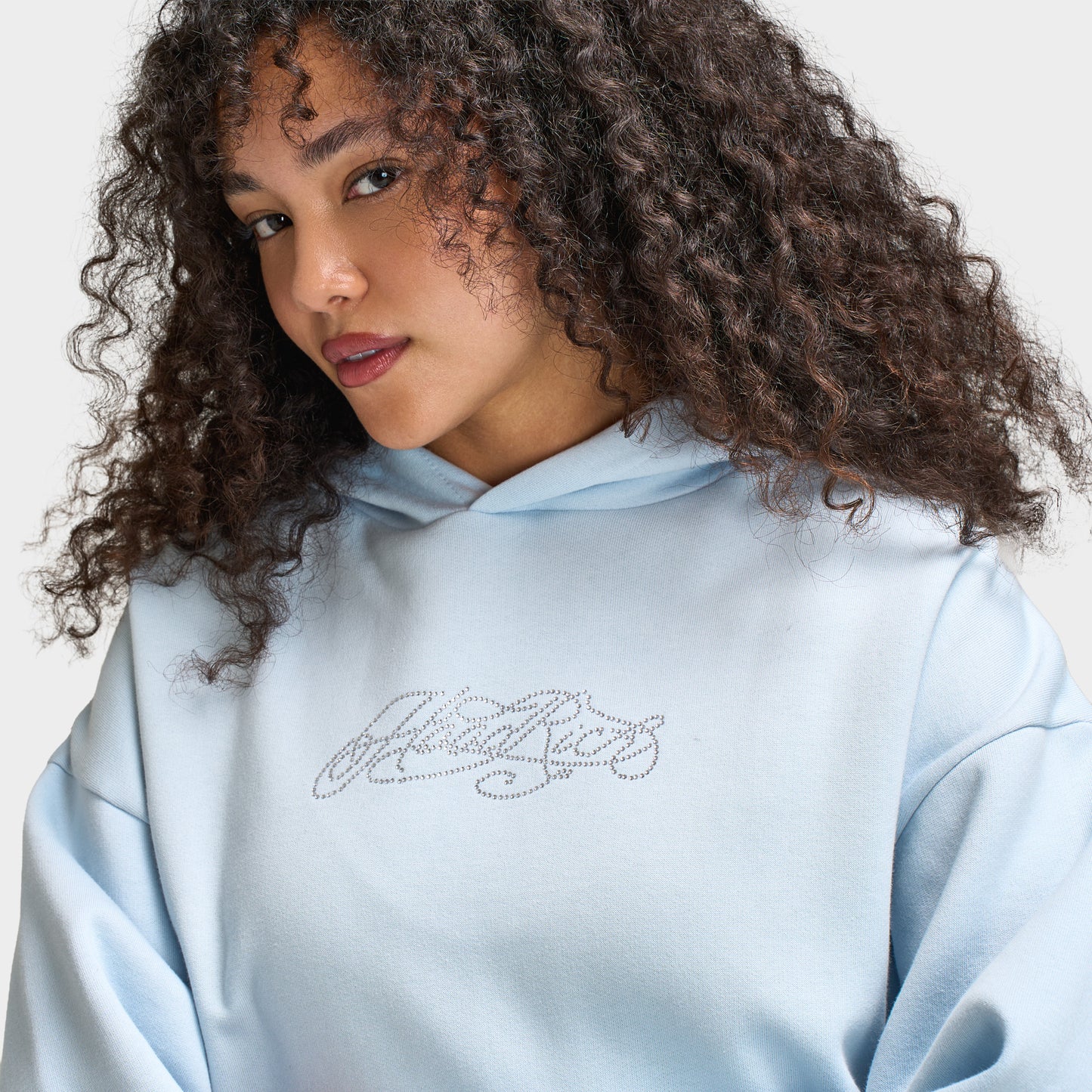 Hoodrich Chandail à Capuche mi-long Celeste / Strass argentés Skyway
