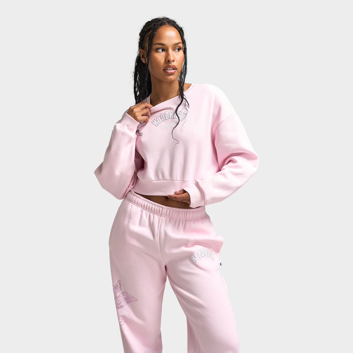 [ NERDY ]★24FW★WOMEN'S CULSIVE LOGO CROP SWEATSHIRT SET HW04240009_hoodrich_women_s_ch