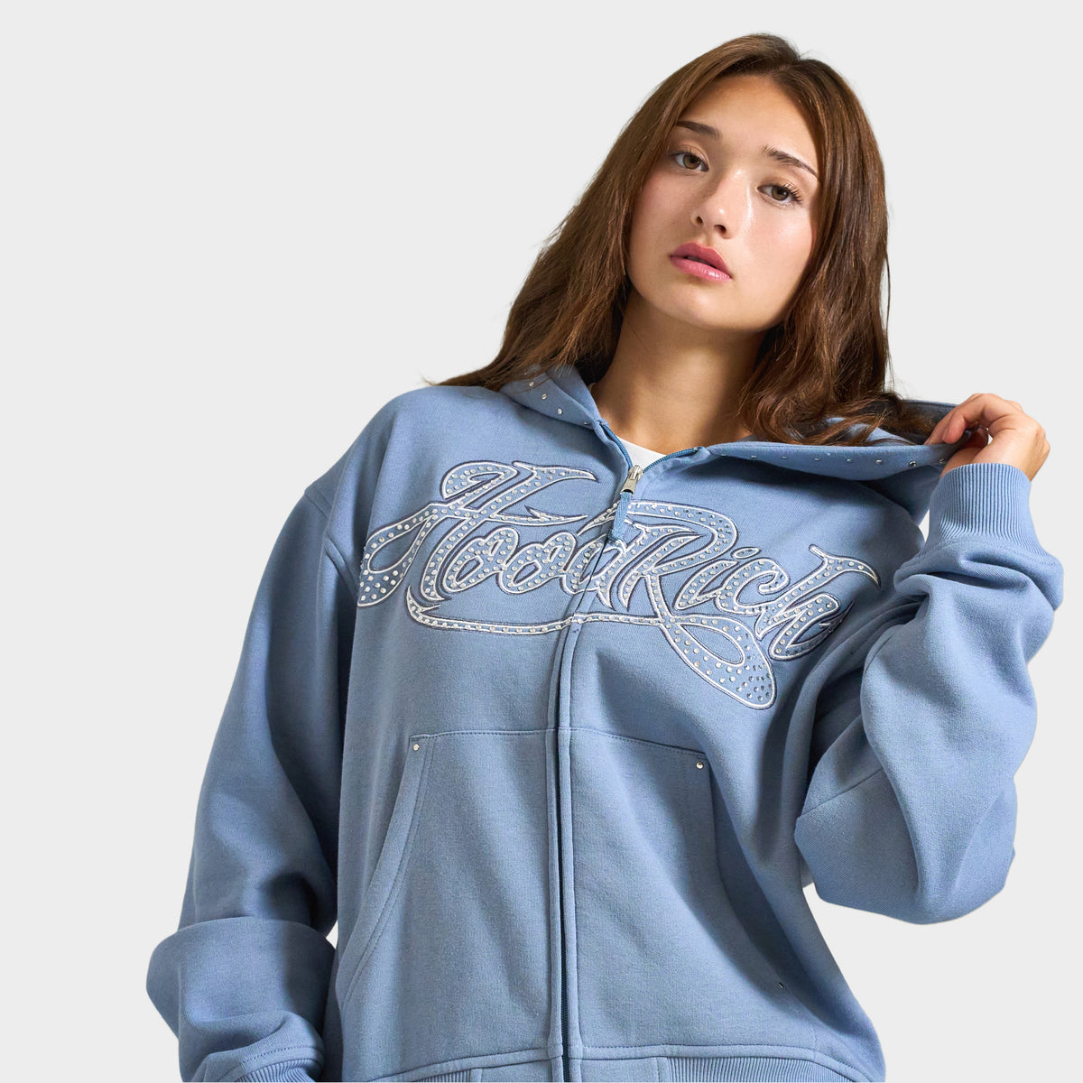 Hoodrich Cielo Mid-length Zip-through Hoodie / Troposphere - White