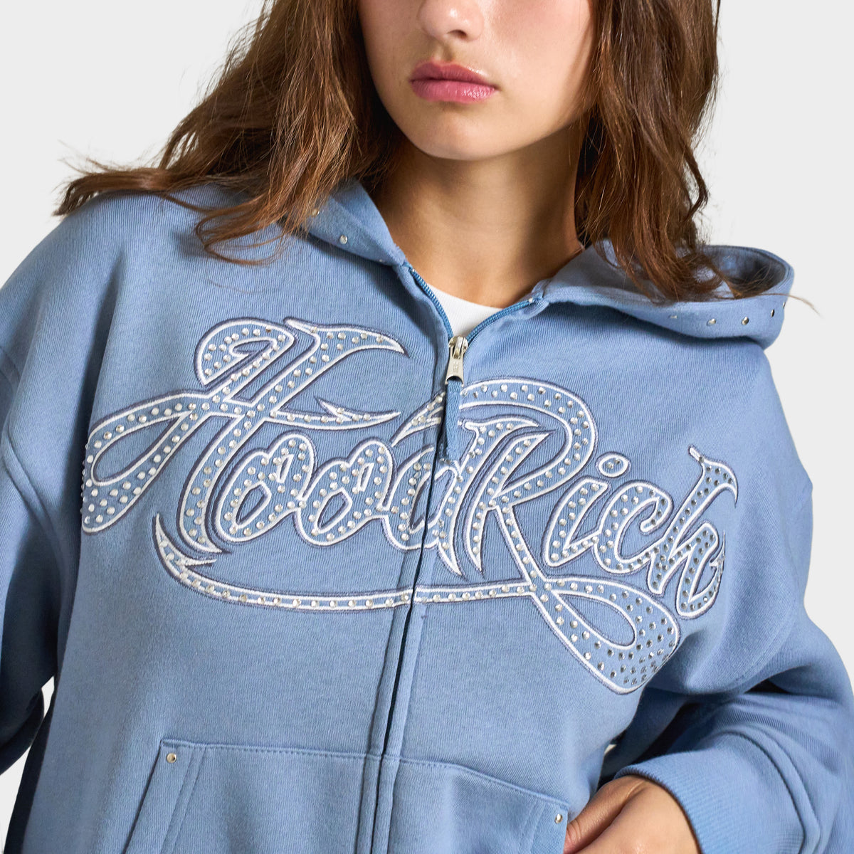 Hoodrich Cielo Mid-length Zip-through Hoodie / Troposphere - White