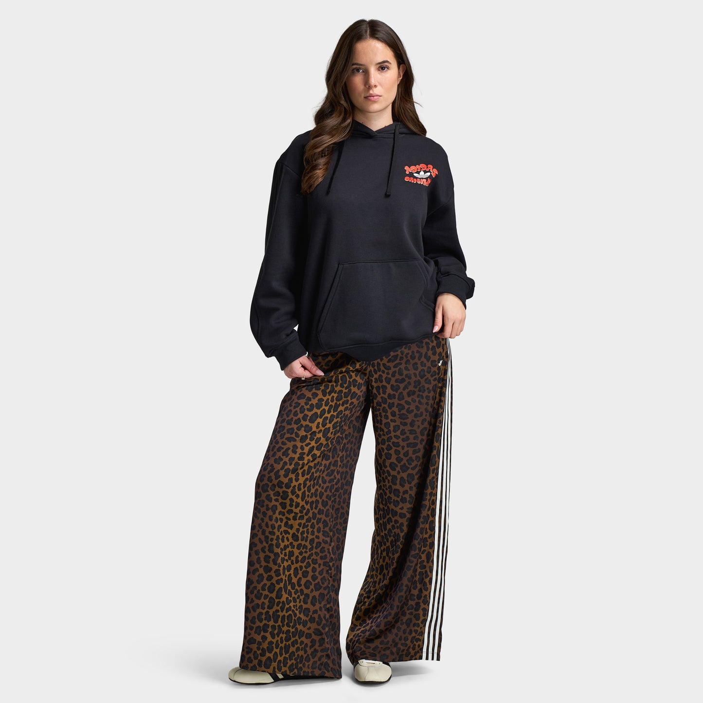 Adidas Women's Leopard Samba Essential Hoodie Black / Leopard