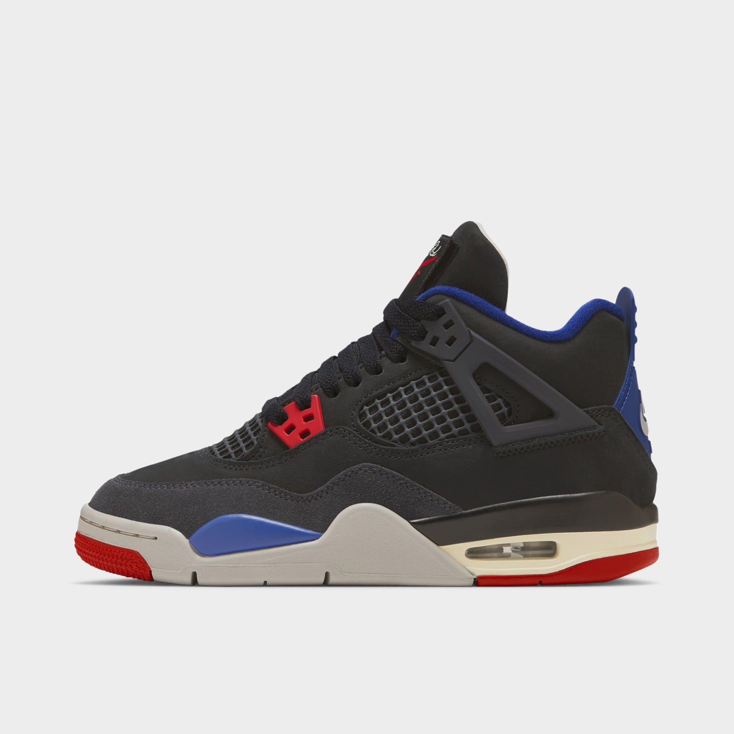 Jordan 4 Rétro GS Noir / Rouge feu - Bleu royal profond