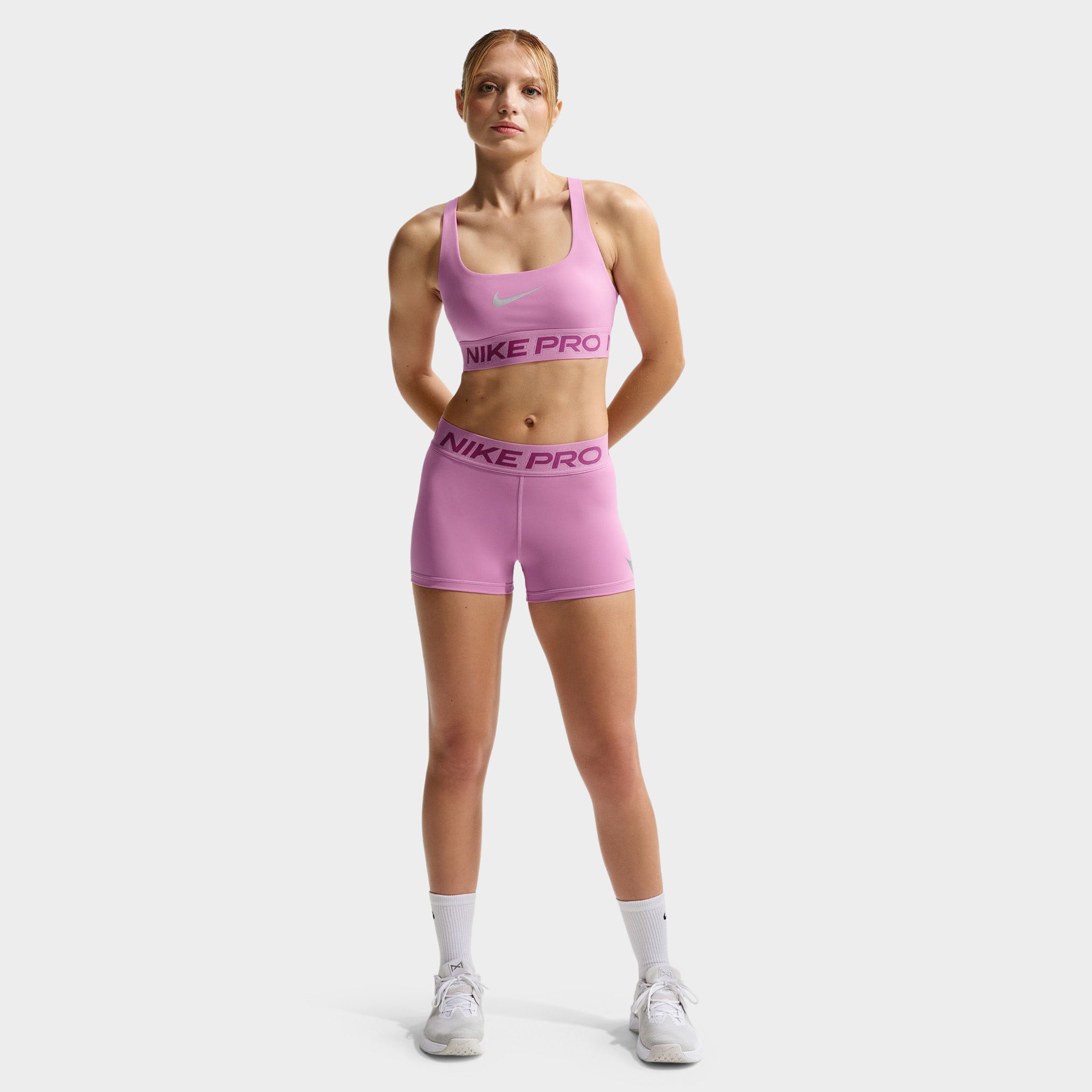 nike training pro 3 inch shorts in pink space dye