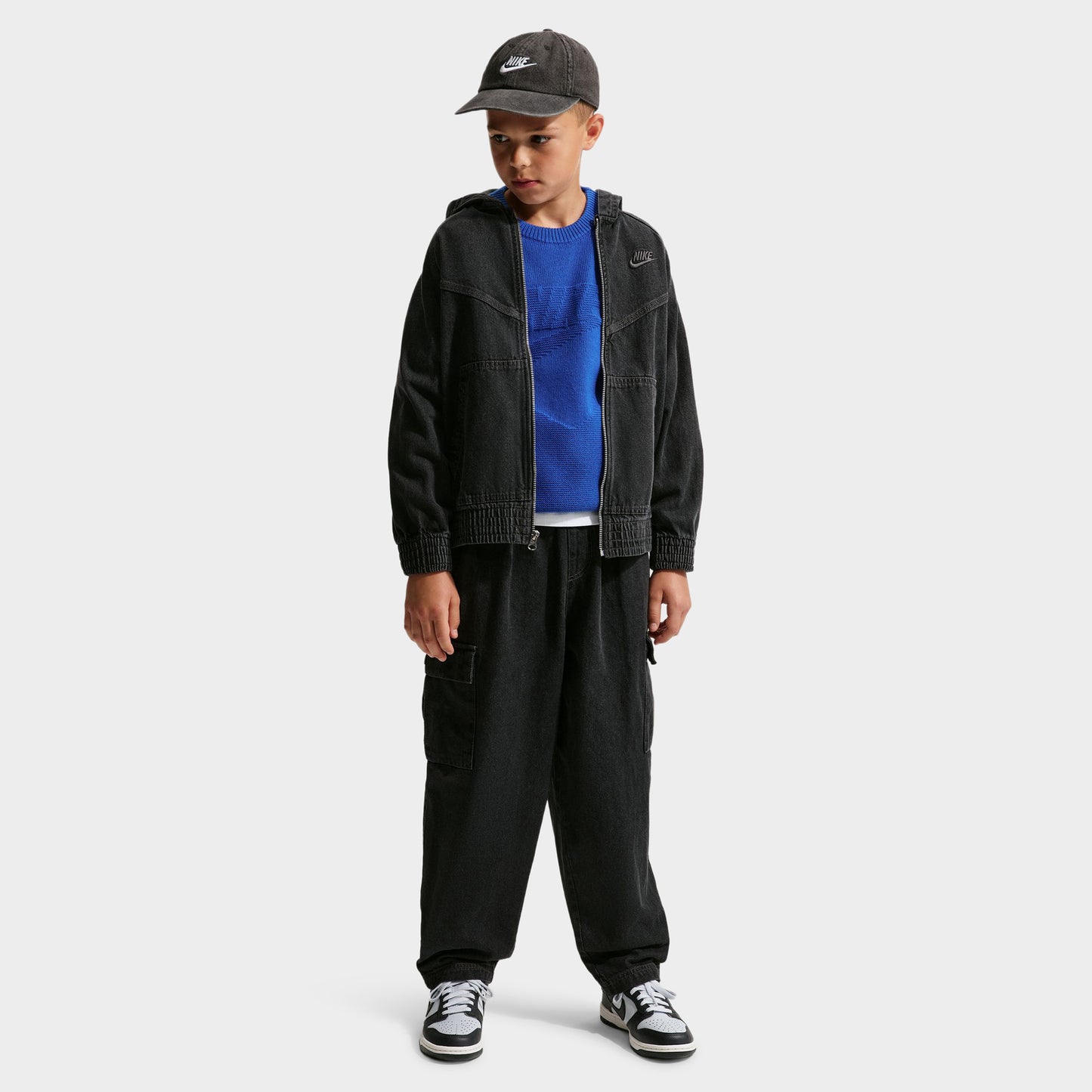 Nike Junior Boys' Denim Full-Zip Hooded Jacket Black / Anthracite