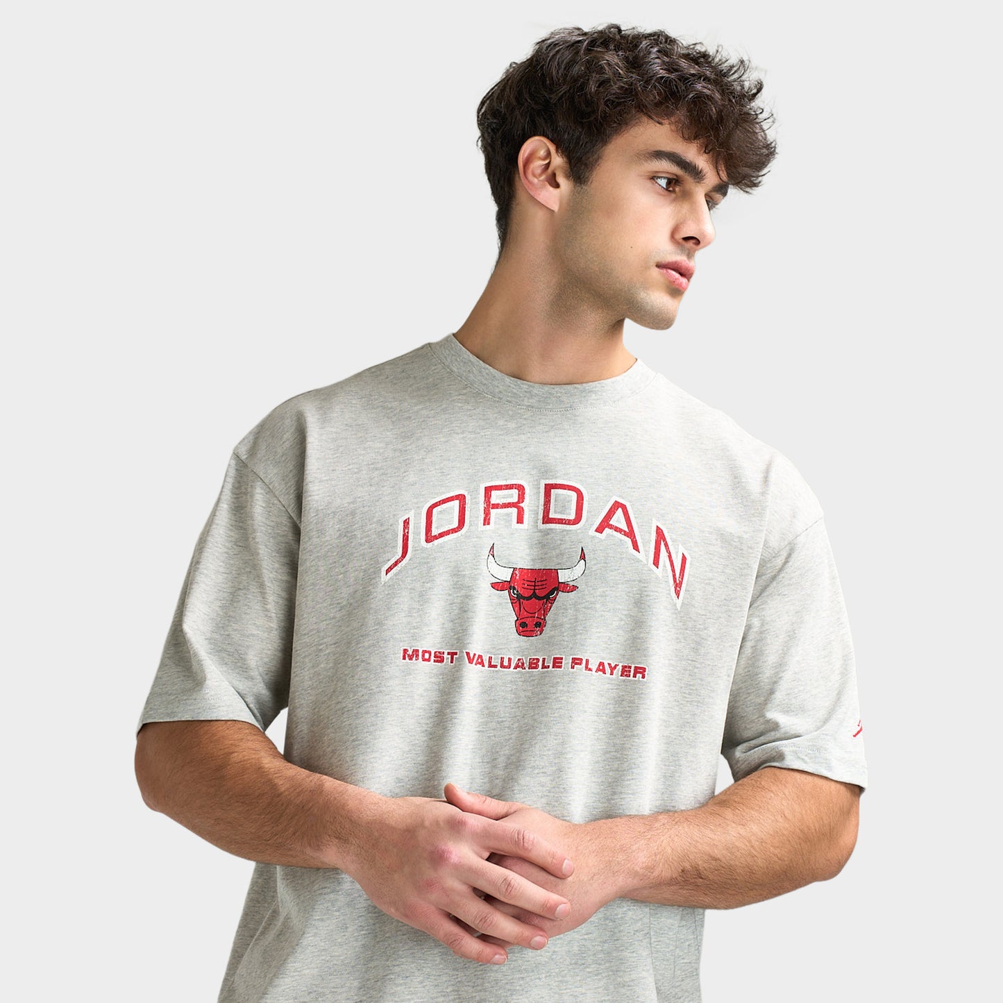Jordan Flight Essentials Men's Boxy Graphic T-Shirt Grey Heather / University red