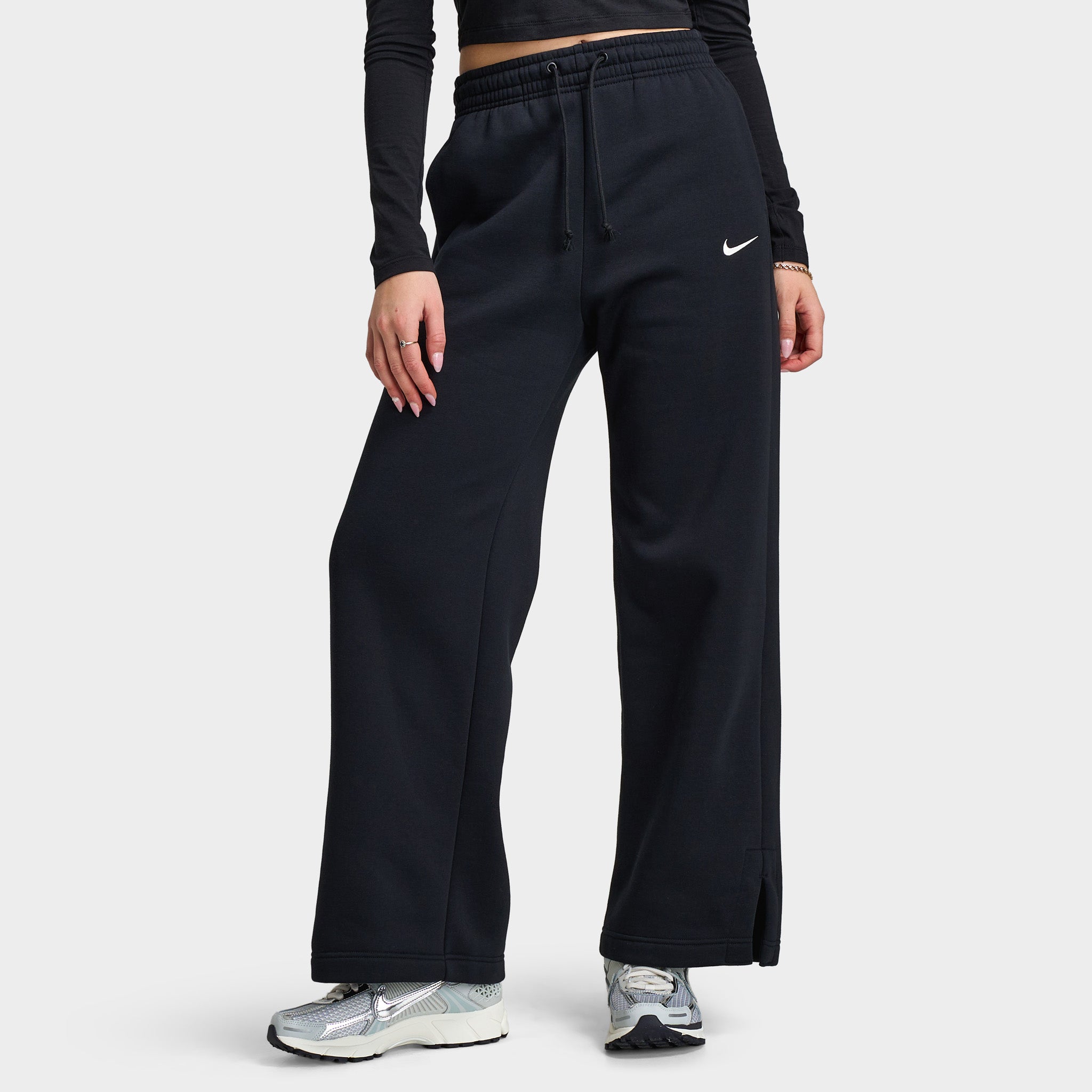 SUEDE LIKE STADIUM JAMPER　PANTS/34サイズ Nike Sportswear Phoenix Fleece High Rise Pants Wide / Black / Sail