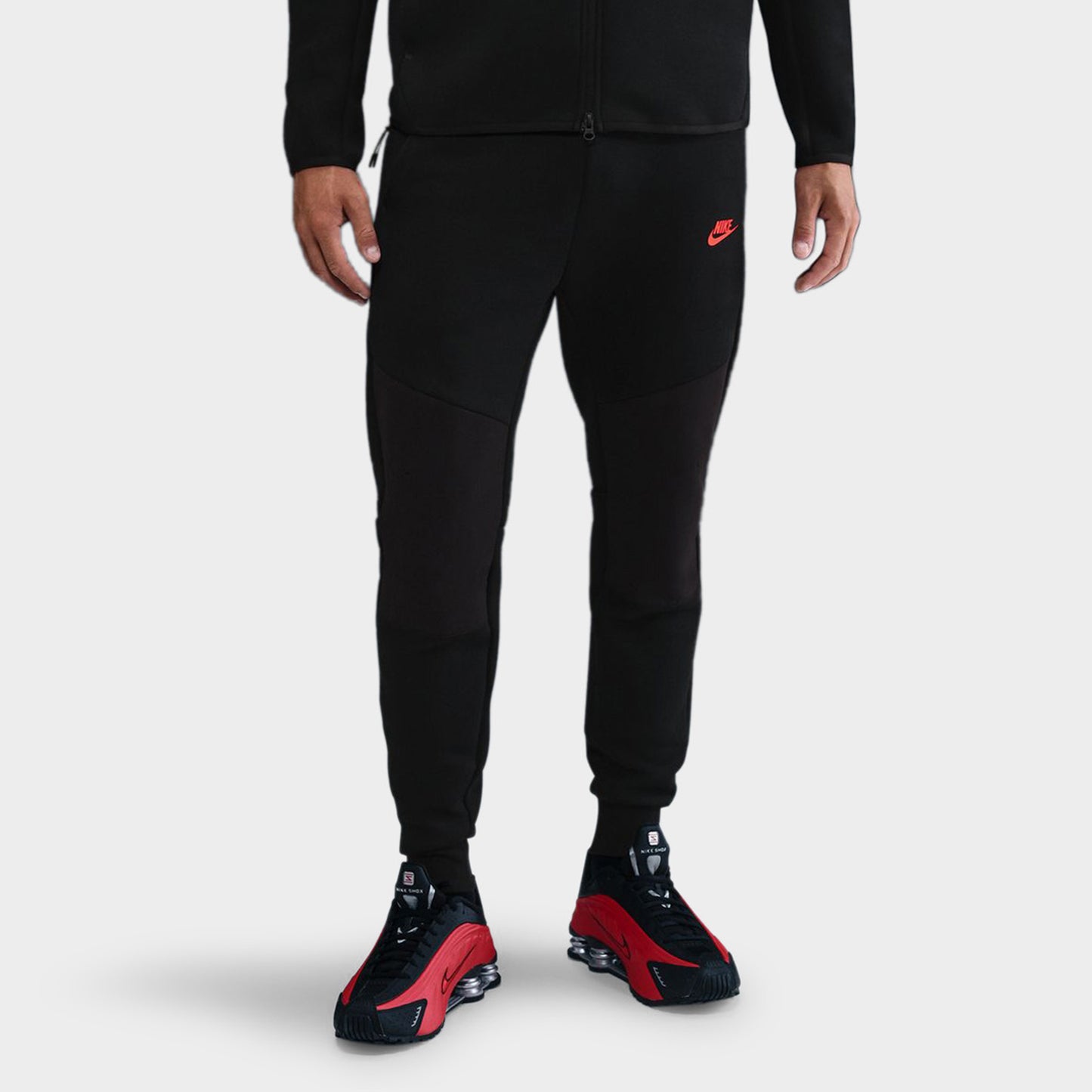 Nike Sportswear Tech Fleece Joggers Black / Smoke Grey - Bright Crimson