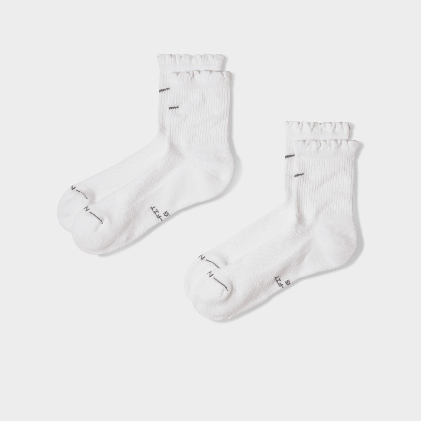 Nike Everyday Elevated Scallop Chaussettes Crew (2-Paire) / Blanc