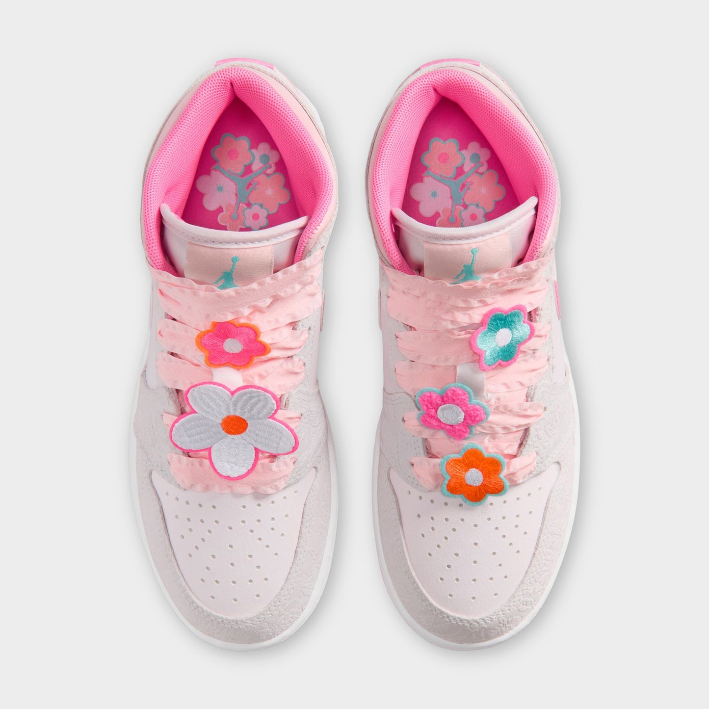 Jordan 1 Mid SE GS Gris clair / Rose Fluo - Voile