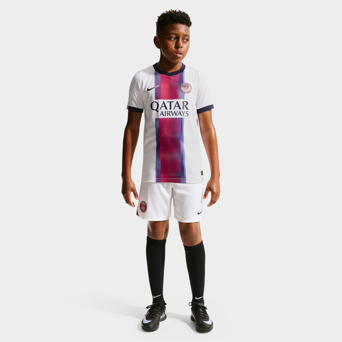 Nike Juniors' PSG Away Short Sleeve Jersey White / College Navy - Global Red