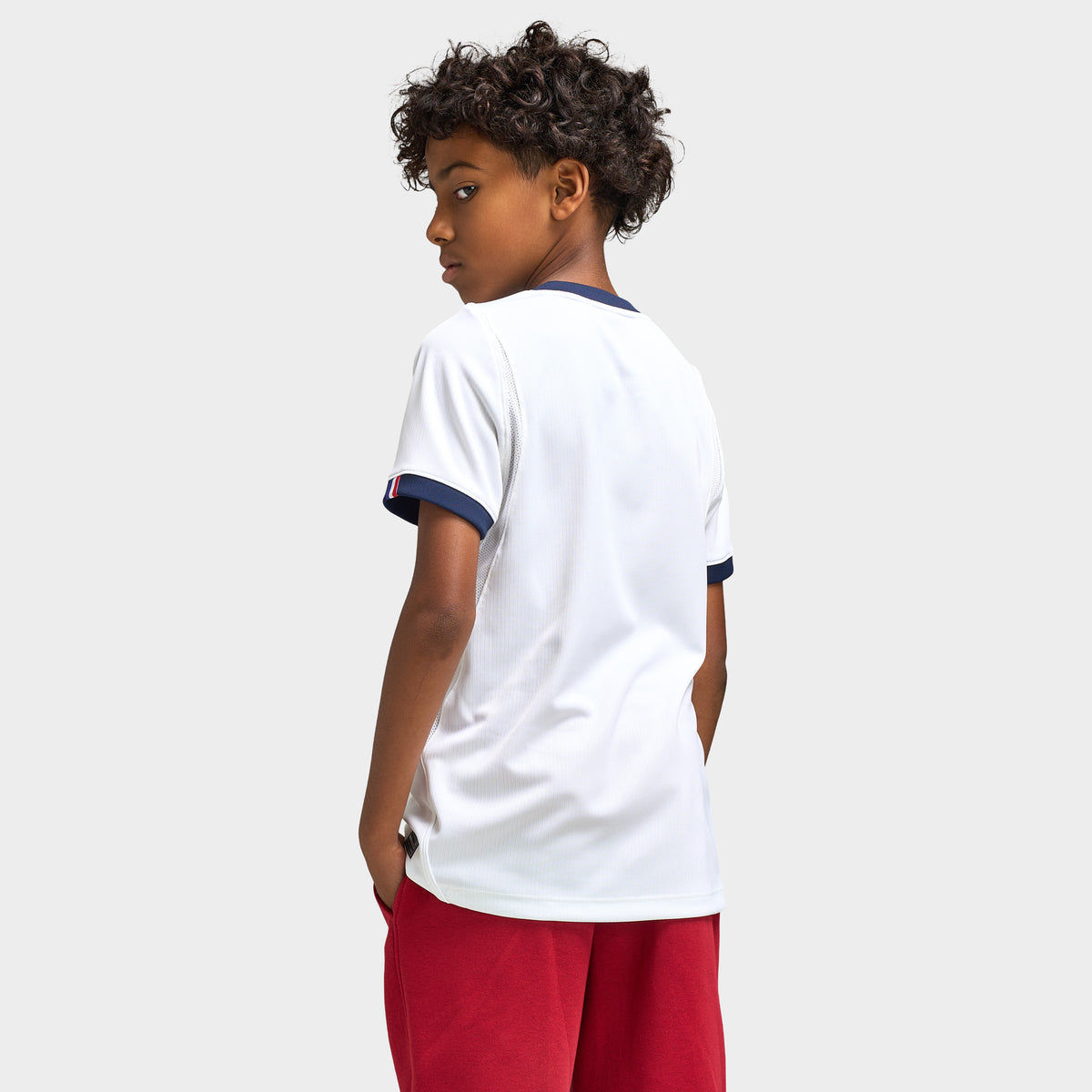 Nike Juniors' PSG Away Short Sleeve Jersey White / College Navy - Global Red