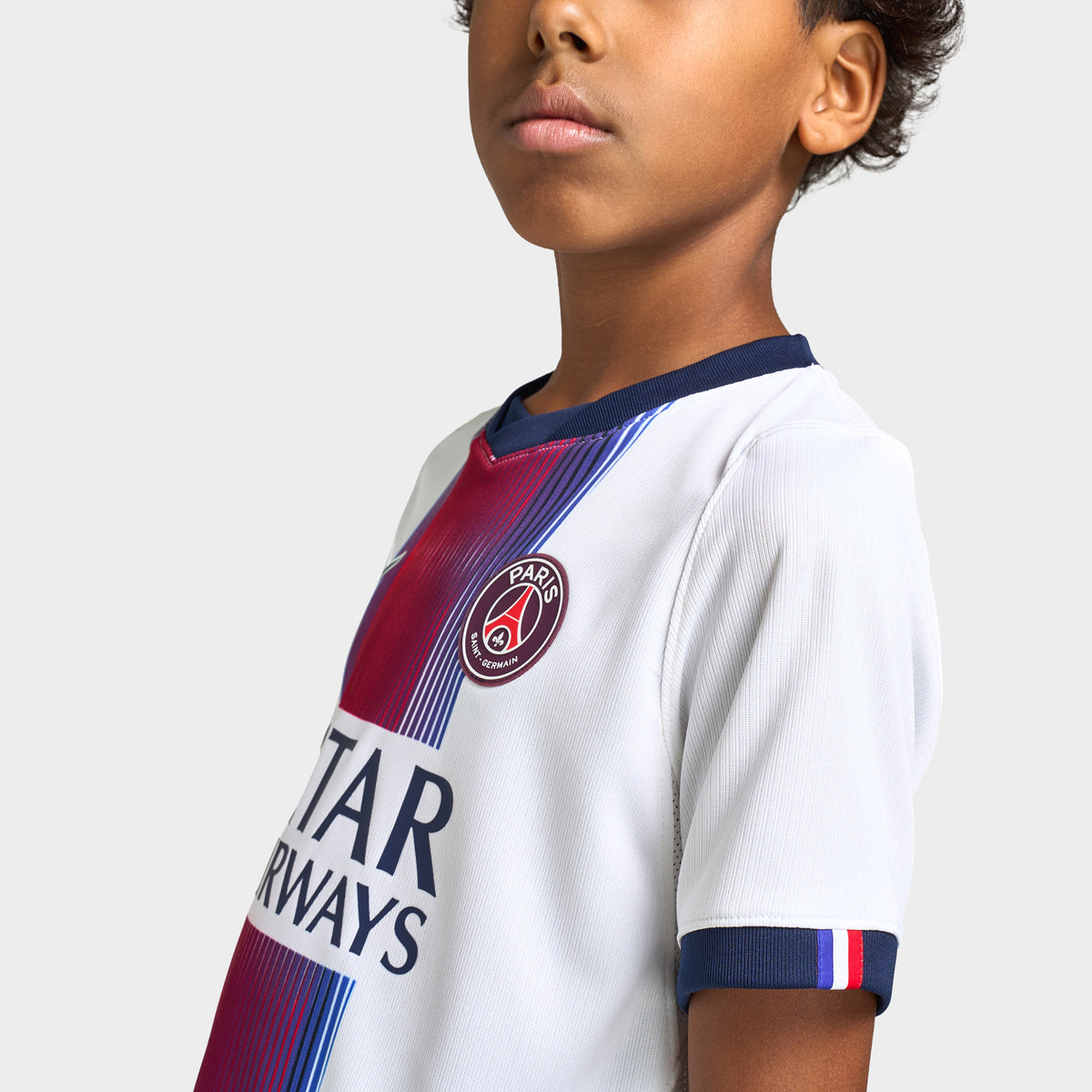 Nike Juniors' PSG Away Short Sleeve Jersey White / College Navy - Global Red