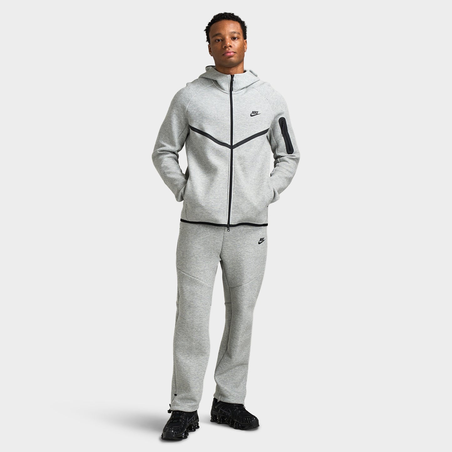Nike Tech Hommes Pantalon en polaire à ourlet ouvert / Gris foncé Chiné