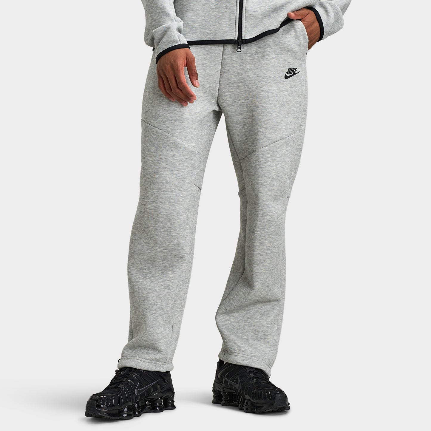 Nike Tech Hommes Pantalon en polaire à ourlet ouvert / Gris foncé Chiné