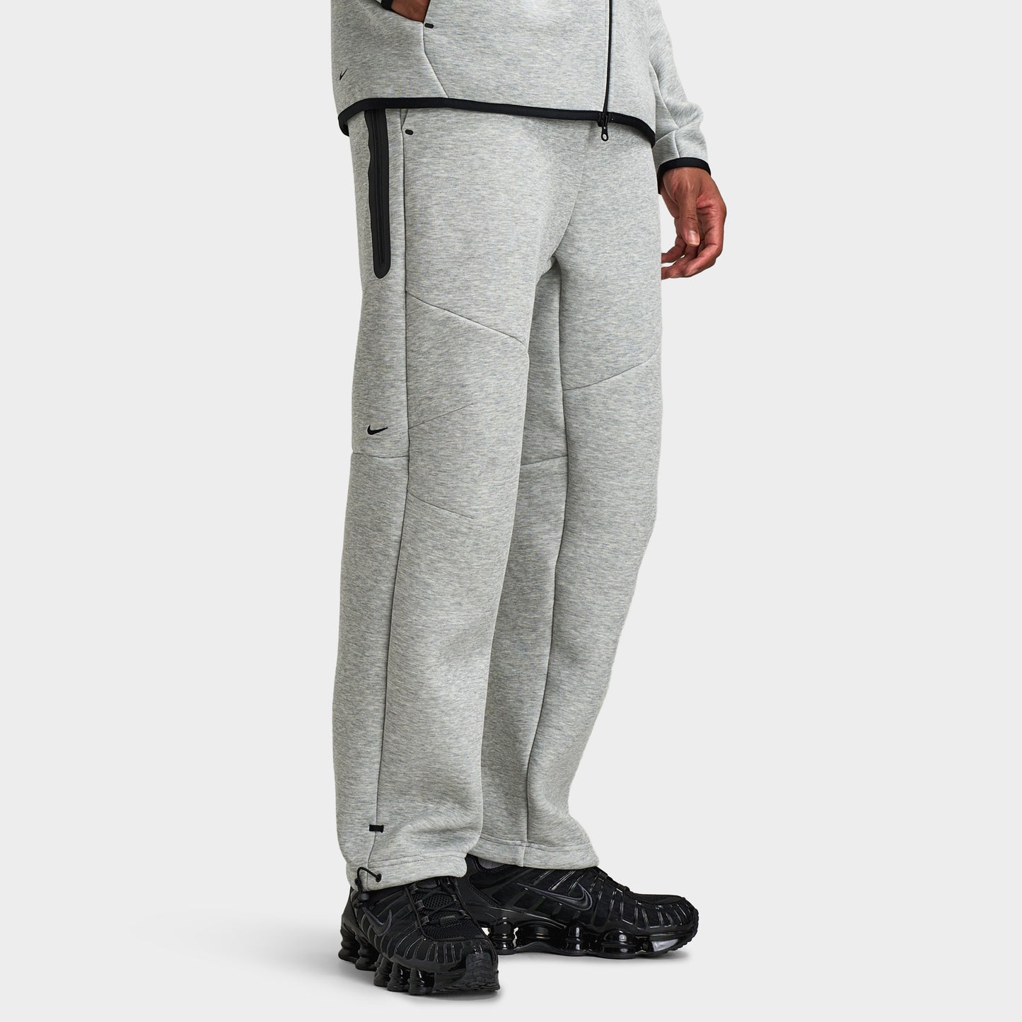 Nike Tech Hommes Pantalon en polaire à ourlet ouvert / Gris foncé Chiné
