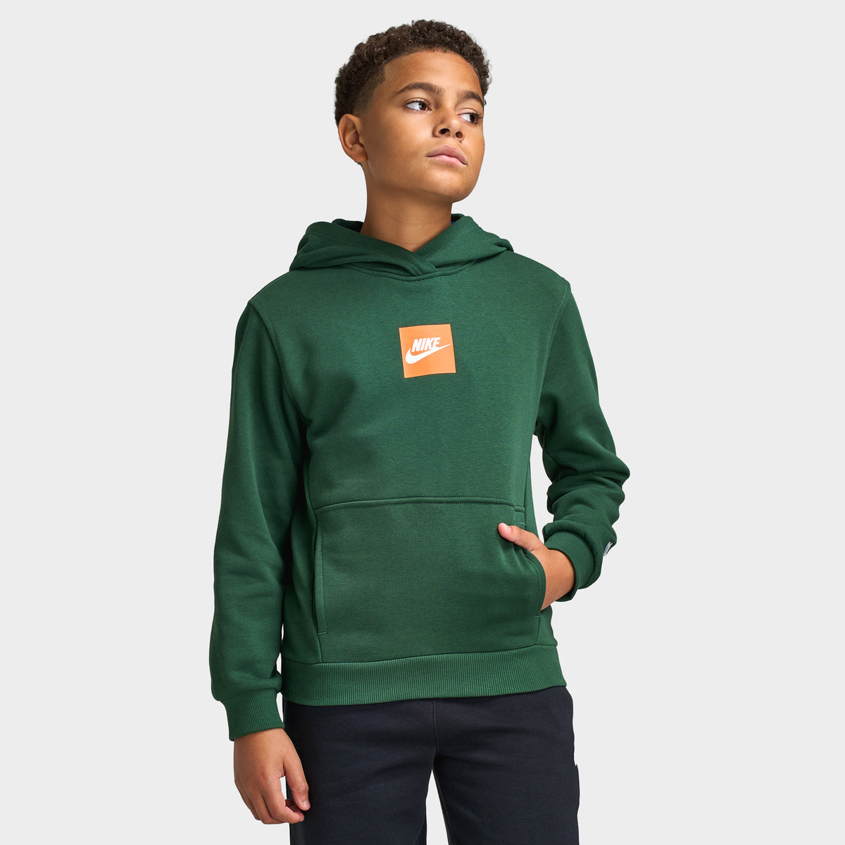 Nike Junior Garçon Chandail à Capuchon en Molleton / Vert Foncé