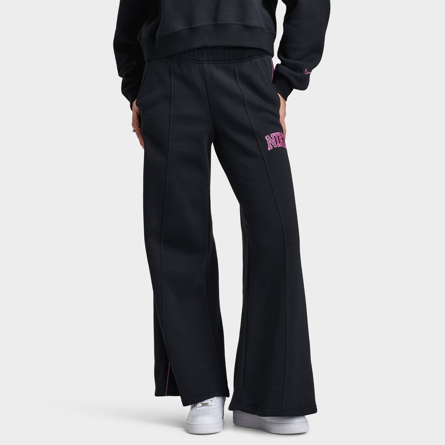 Nike Sportswear Women's Phoenix Fleece Logo Wide Leg / Black