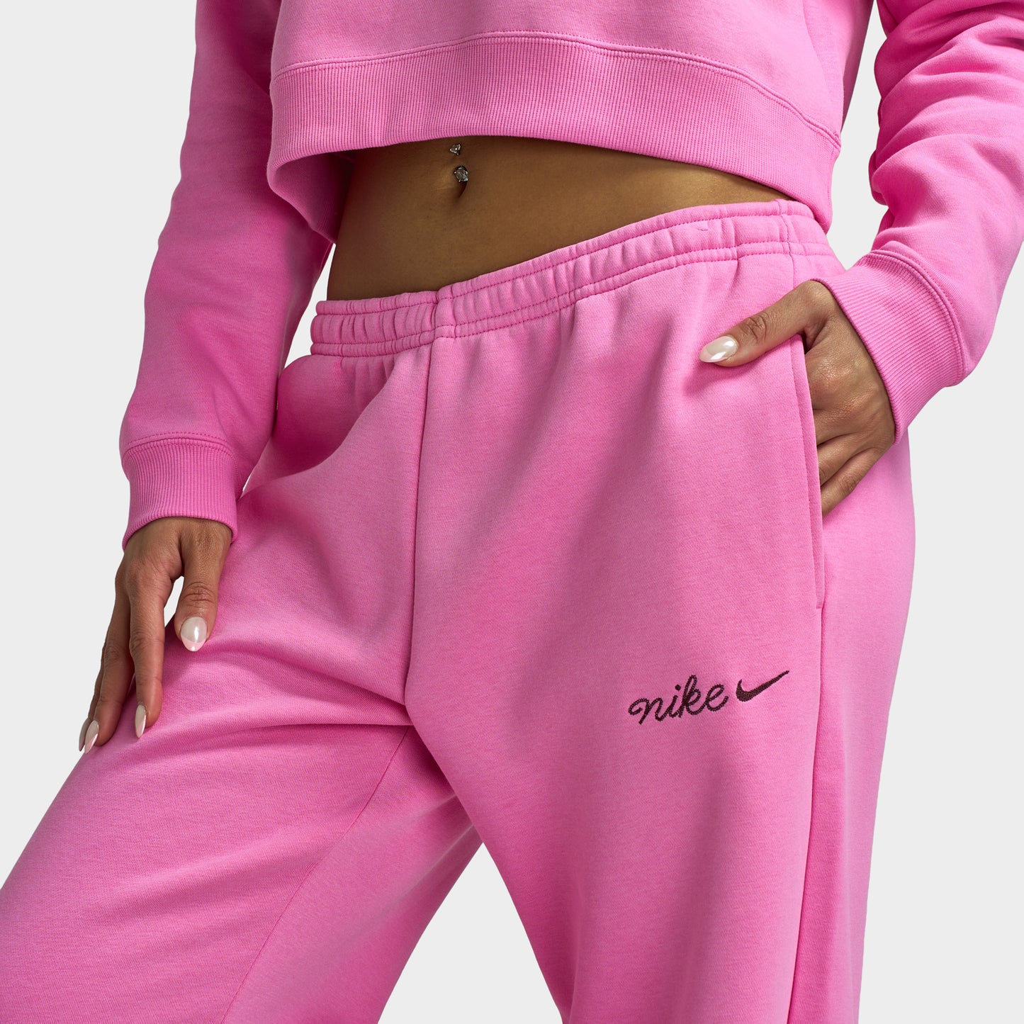 Nike Sportswear Phoenix Pantalon Coupe Droite Polaire / Rose ludique