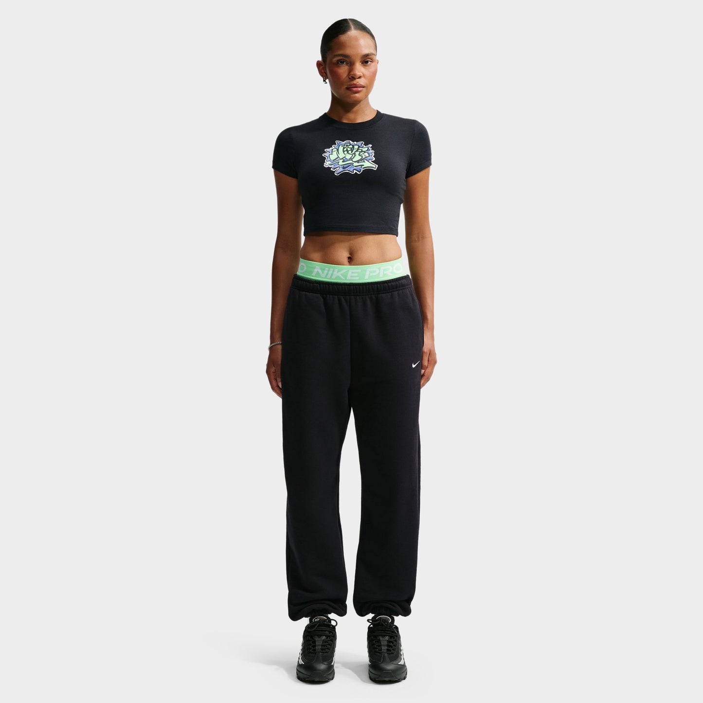 Nike Femmes Studio Pantalon Polaire Noir / Blanc
