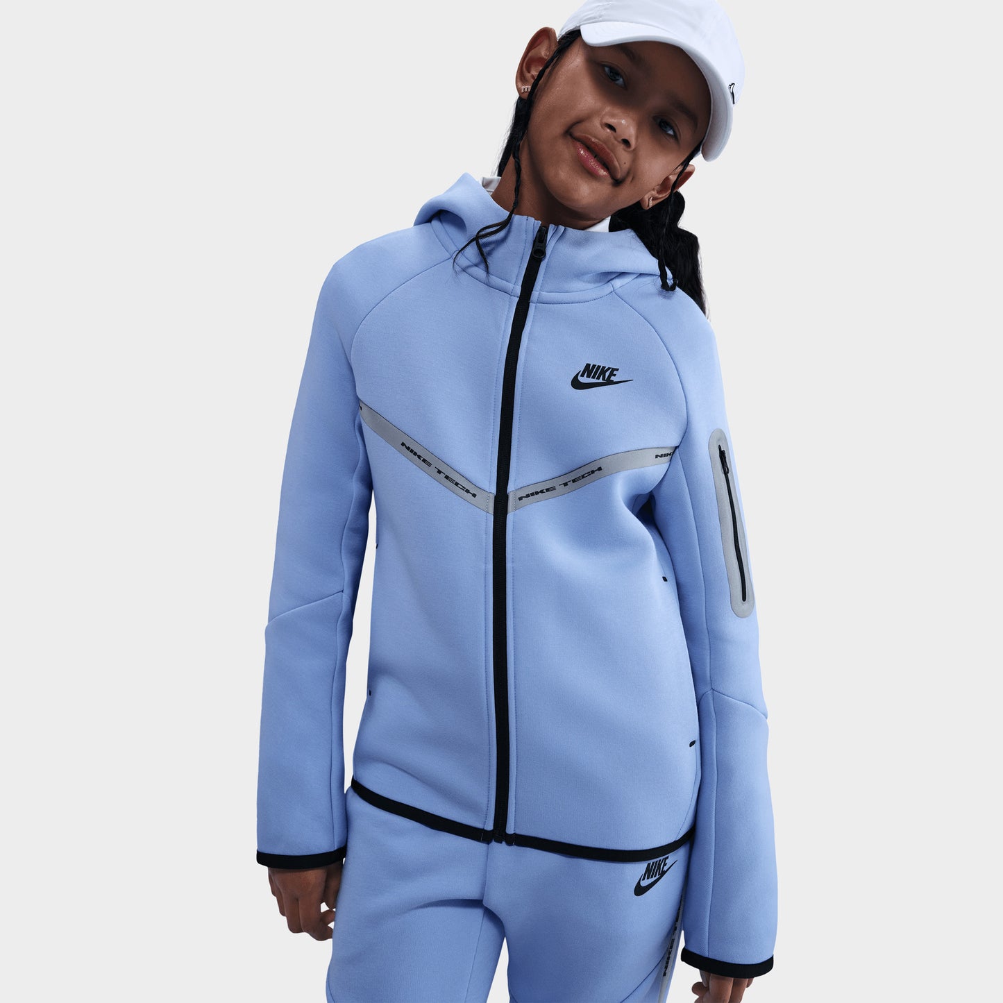 Nike Sportswear Tech Fleece entièrement zippé pour enfants Aluminium réfléchissant/noir