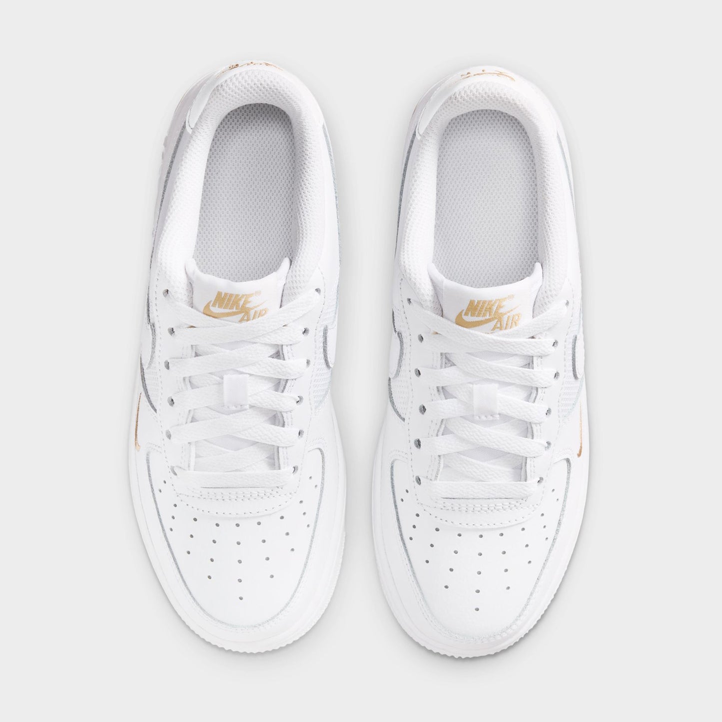 Nike Air Force 1 GS White / Desert Khaki - Metallic Silver