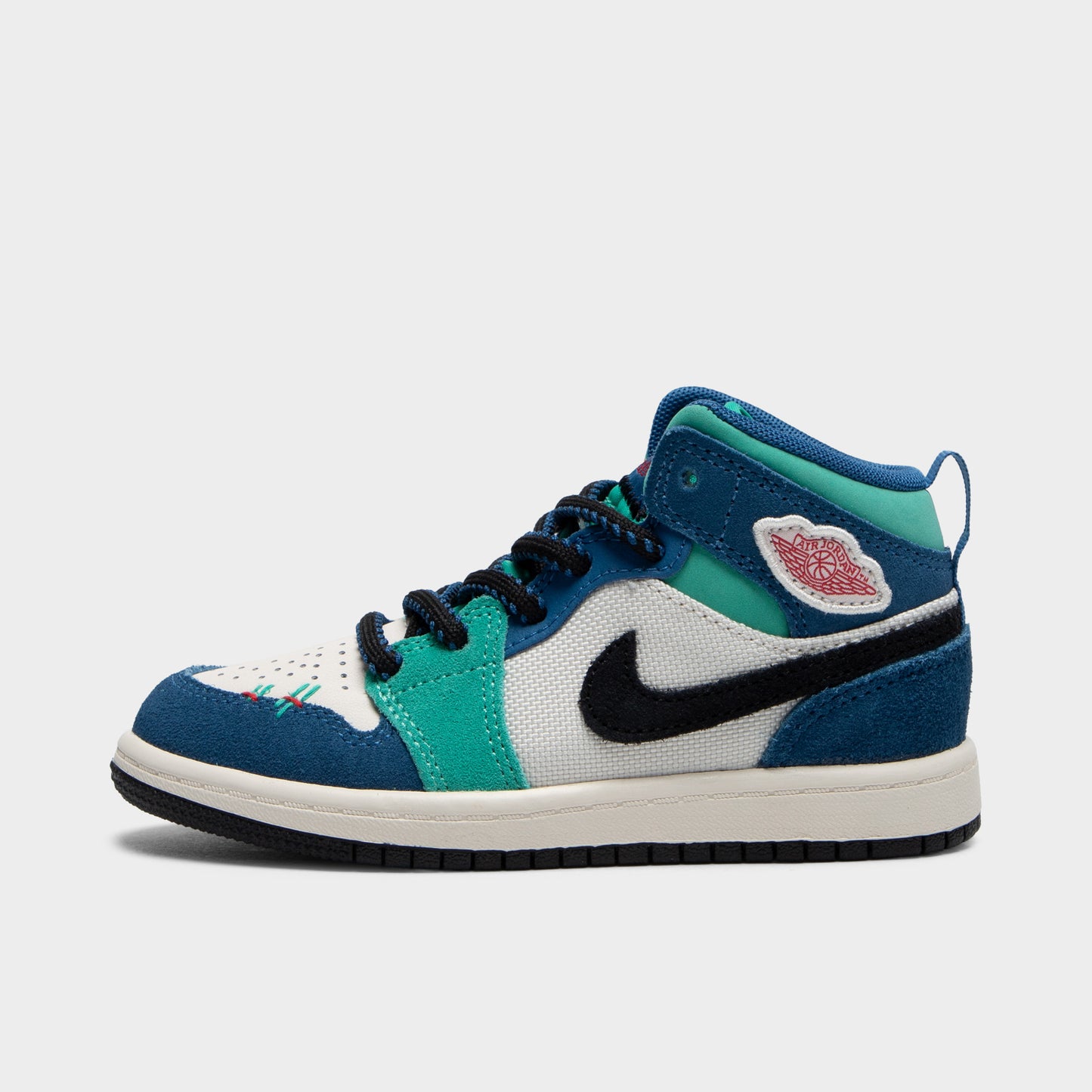 Jordan 1 Mid SE PS Craie / Rouge Universitaire - Véritable Bleu