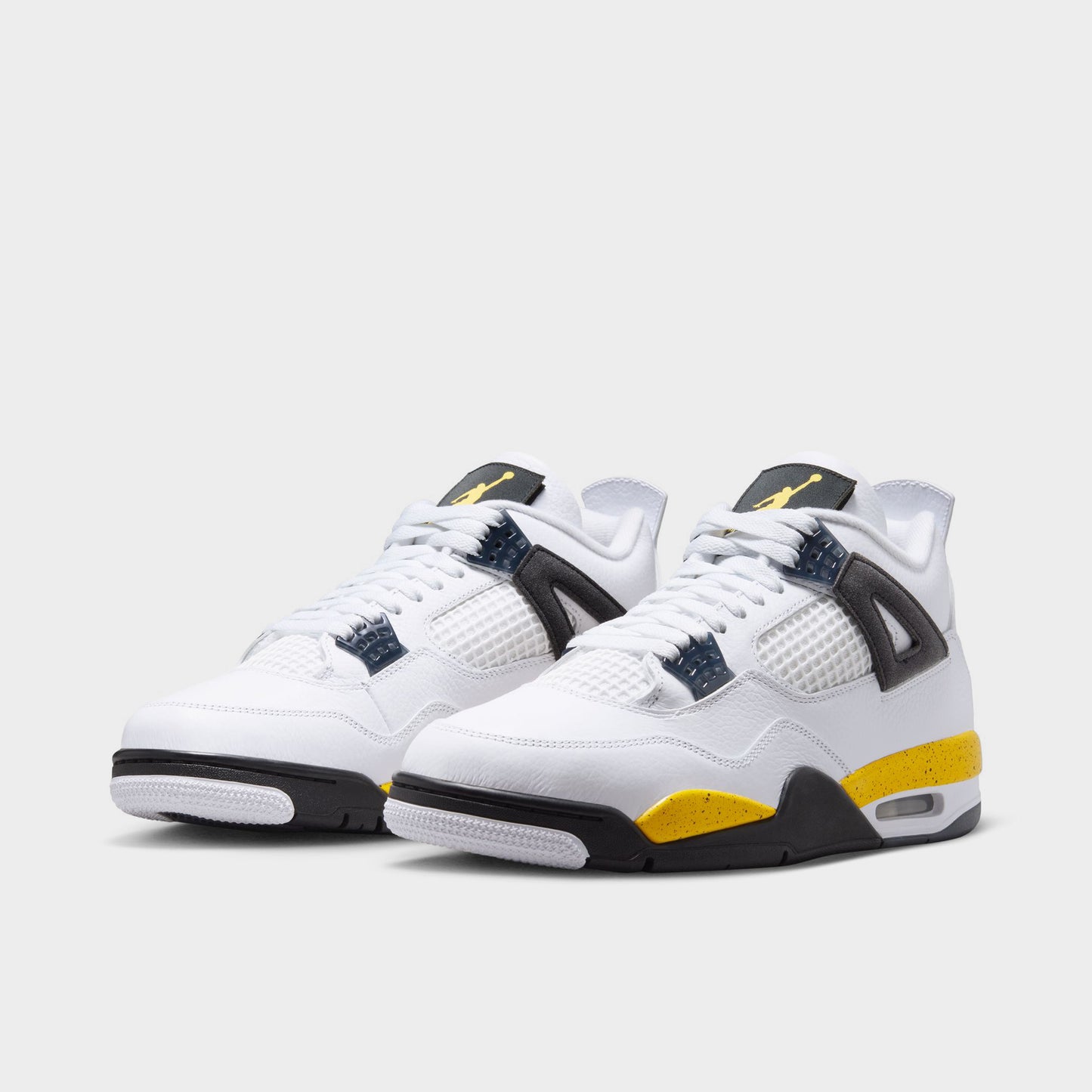 Jordan 4 Retro White / Tour Yellow - Dark Blue Grey