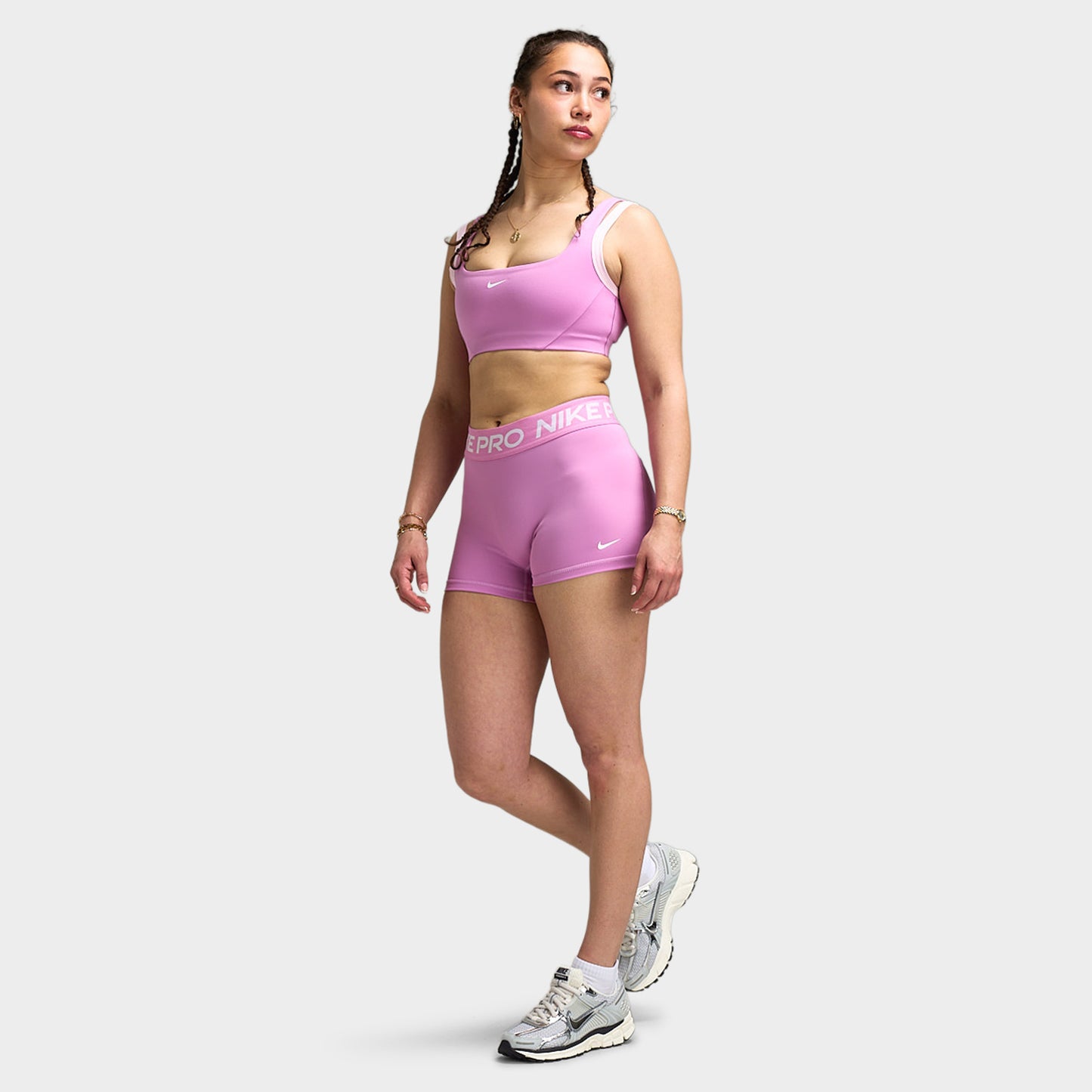 Short Nike Pro 365 Femmes Taille Mi-haute 3 pouces Magenta Clair / Blanc