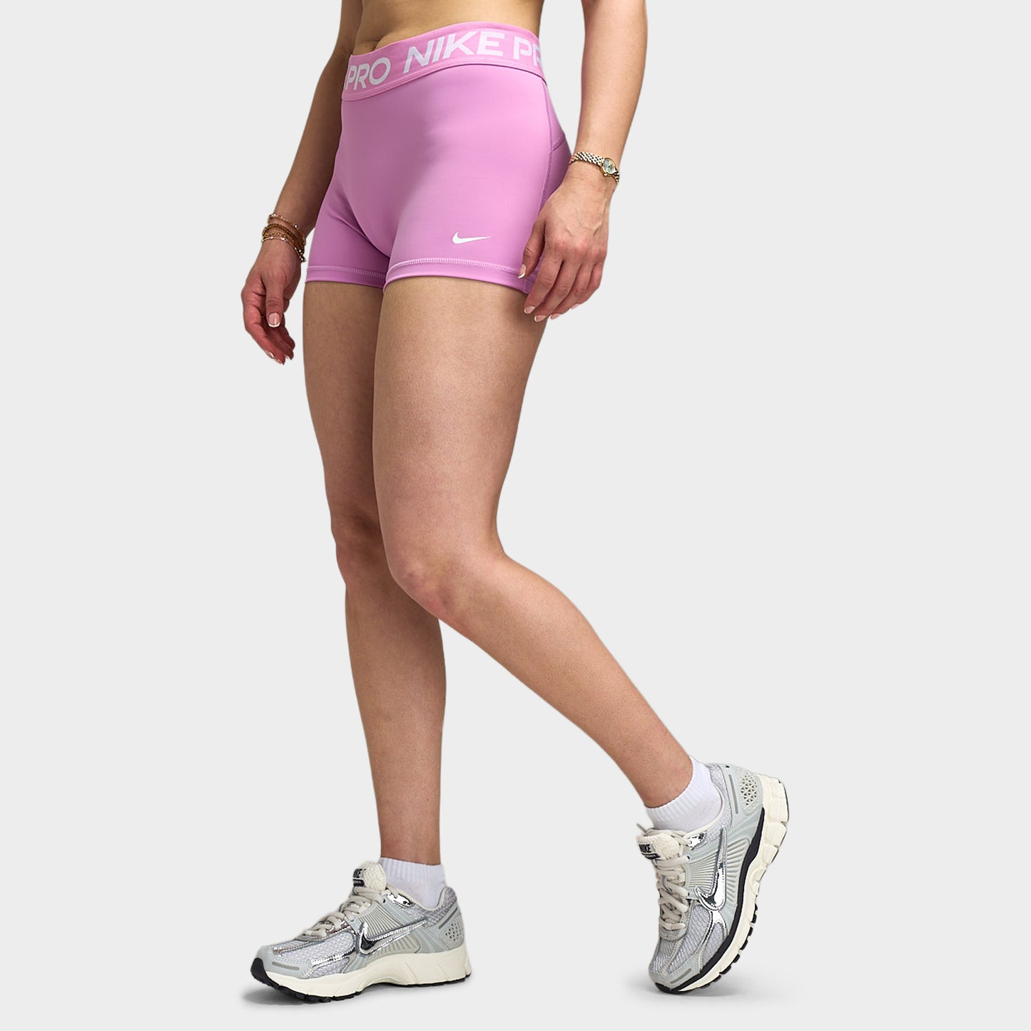 Short Nike Pro 365 Femmes Taille Mi-haute 3 pouces Magenta Clair / Blanc