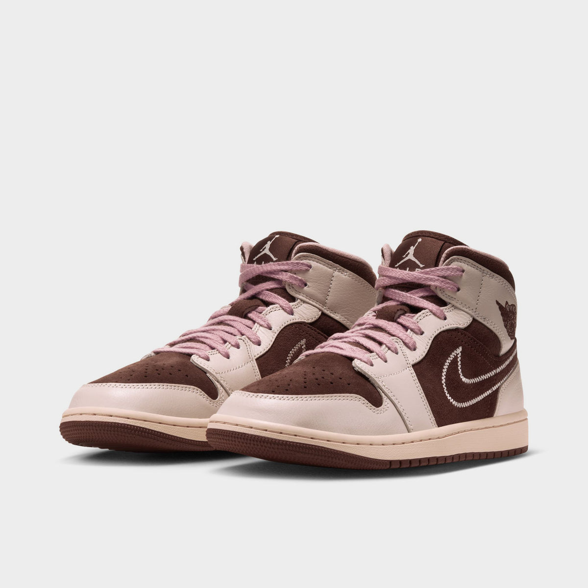 Jordan AJ 1 Mid Femme Cacao Wow / Blanc Perle - Rose Rouille