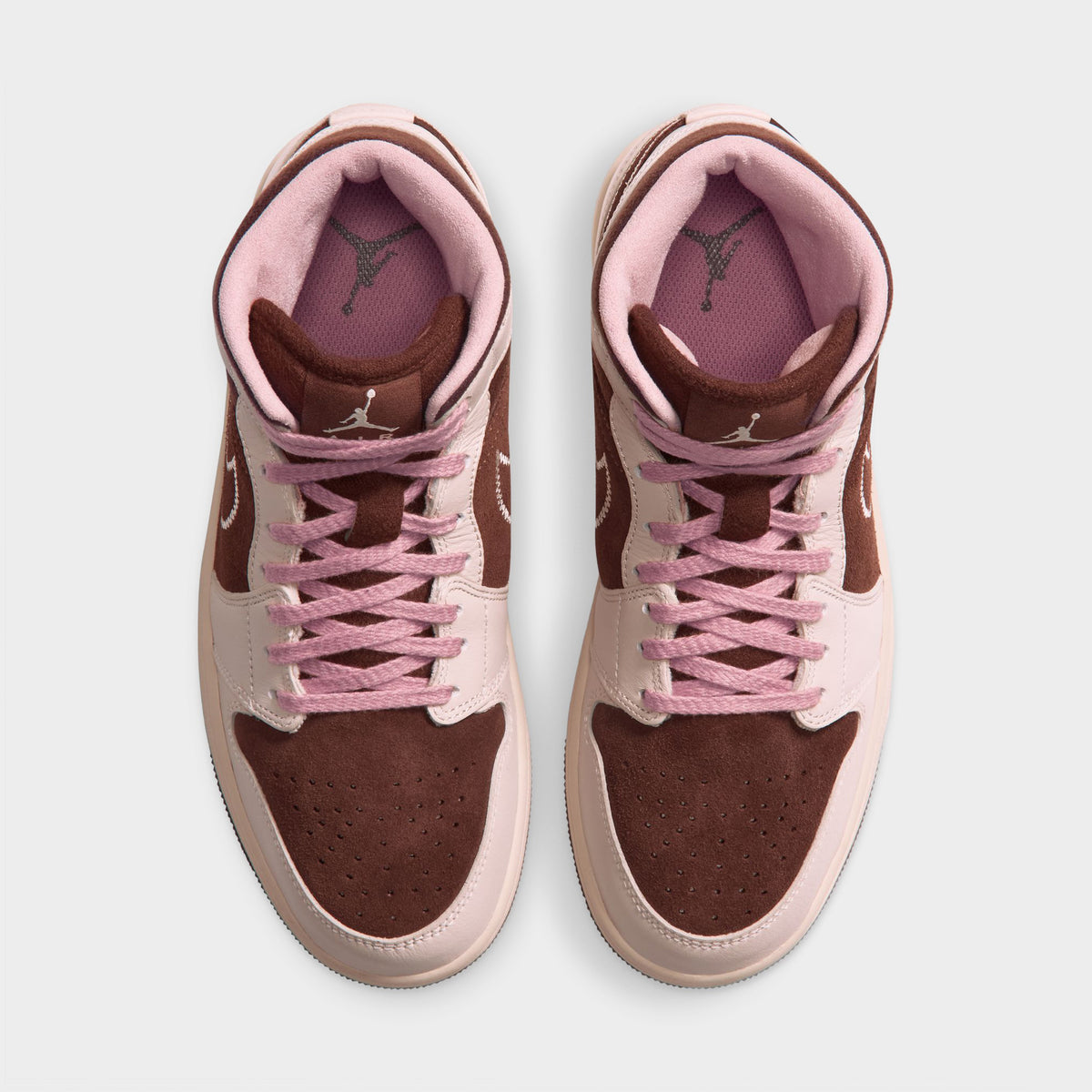 Jordan AJ 1 Mid Femme Cacao Wow / Blanc Perle - Rose Rouille