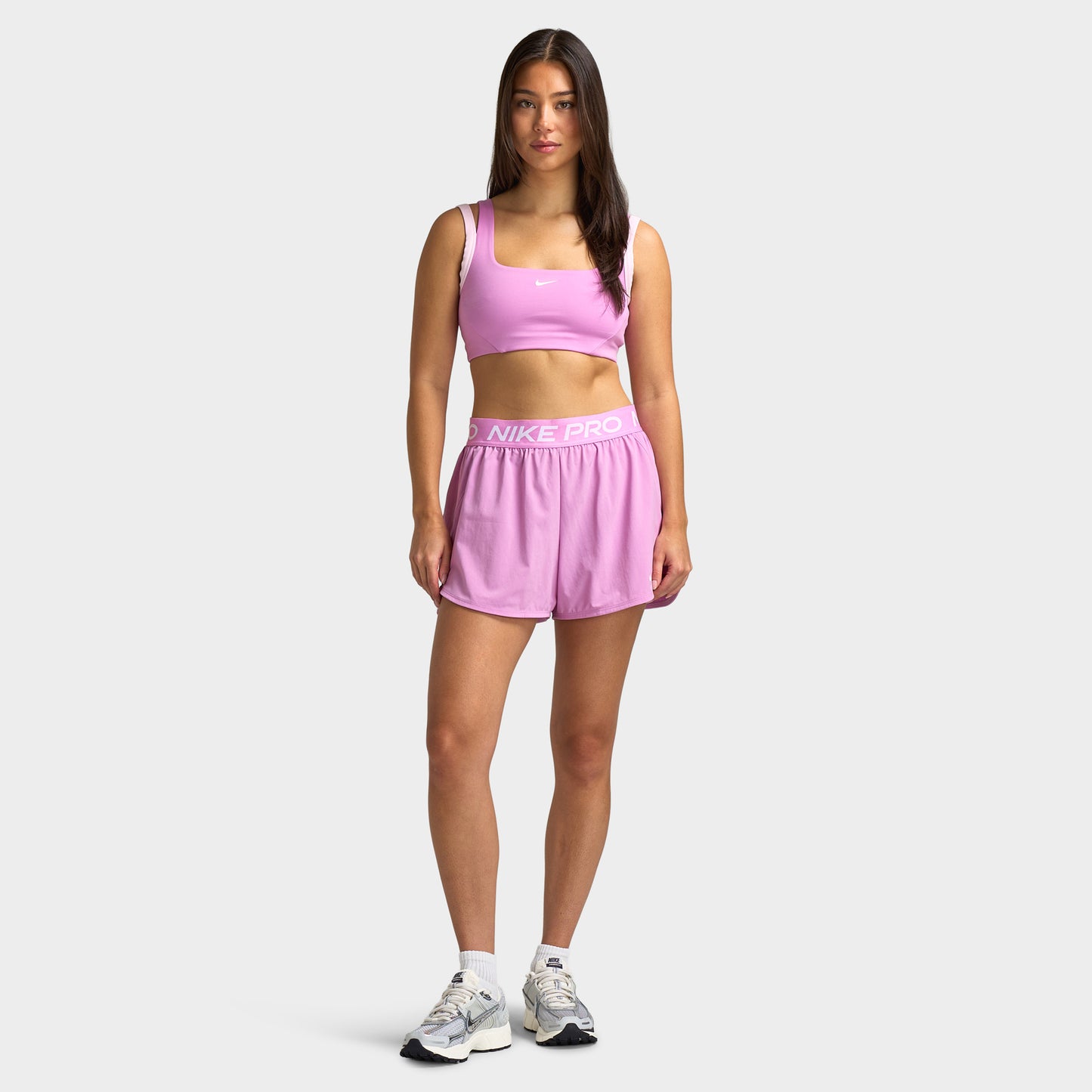 Nike Pro Women's 2in1 Shorts / Light Magenta / White